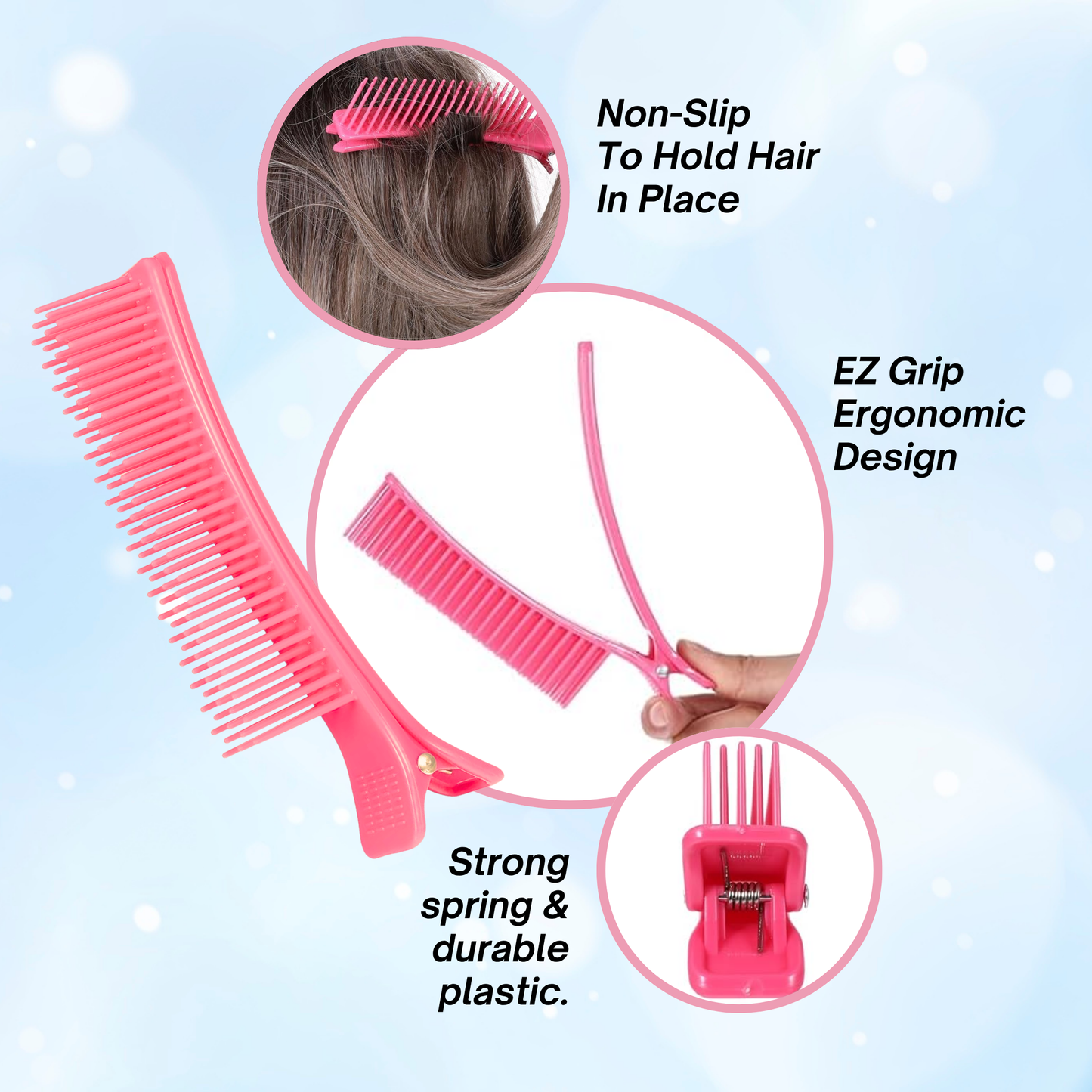 Annie Sectioning Comb Grip Clip, 2 Count, Pink & Purple Annie International, Inc.