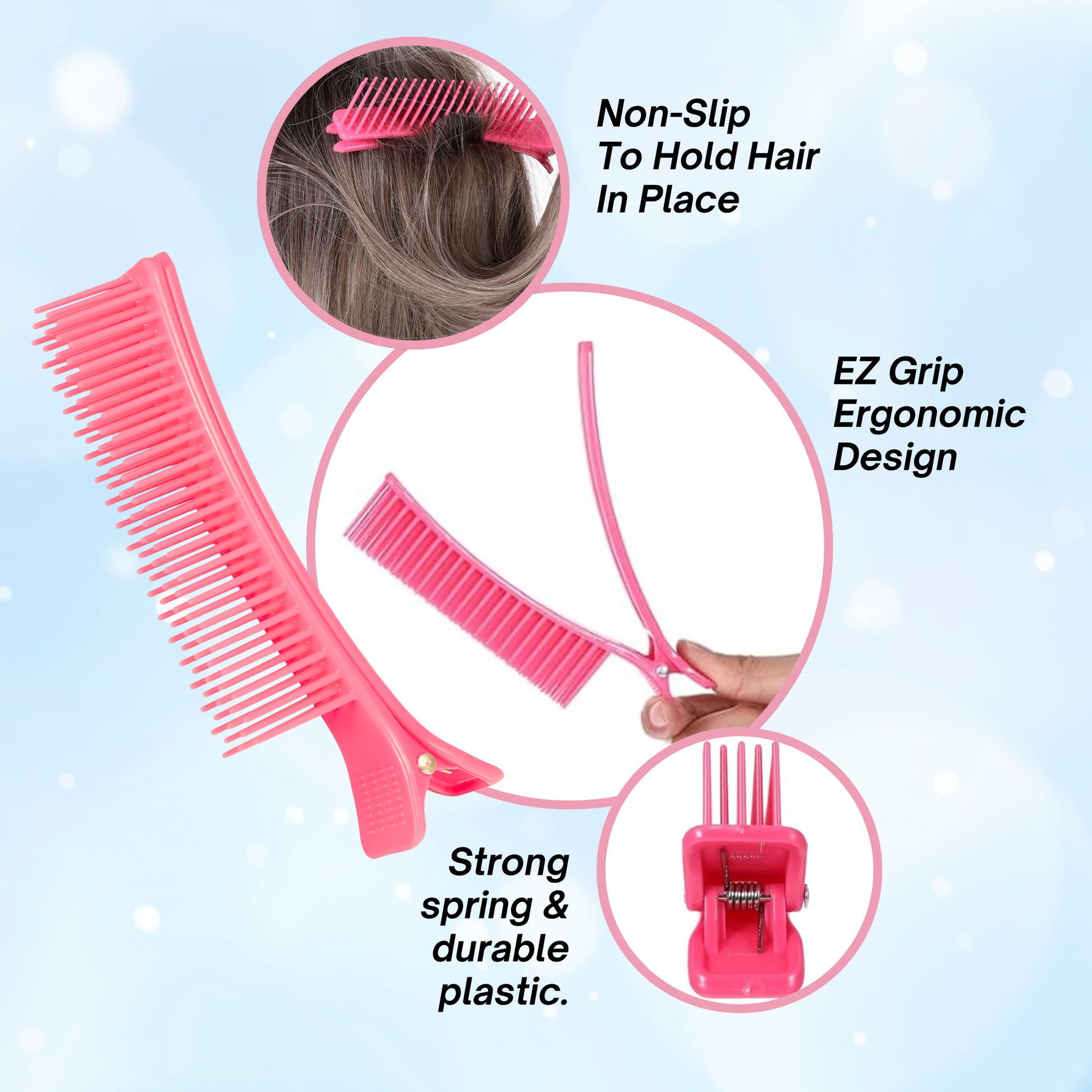 Annie Sectioning Comb Grip Clip, 2 Count, Pink & Purple Annie International, Inc.