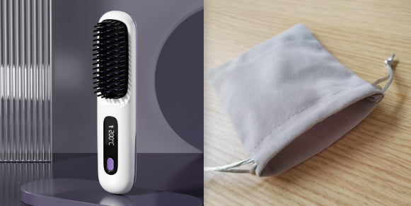 2 In 1 Straight Hair Comb Wireless Hair Straightener Brush Hair Fast Heating Portable Hot Curler USB Charging Elyvora LLC