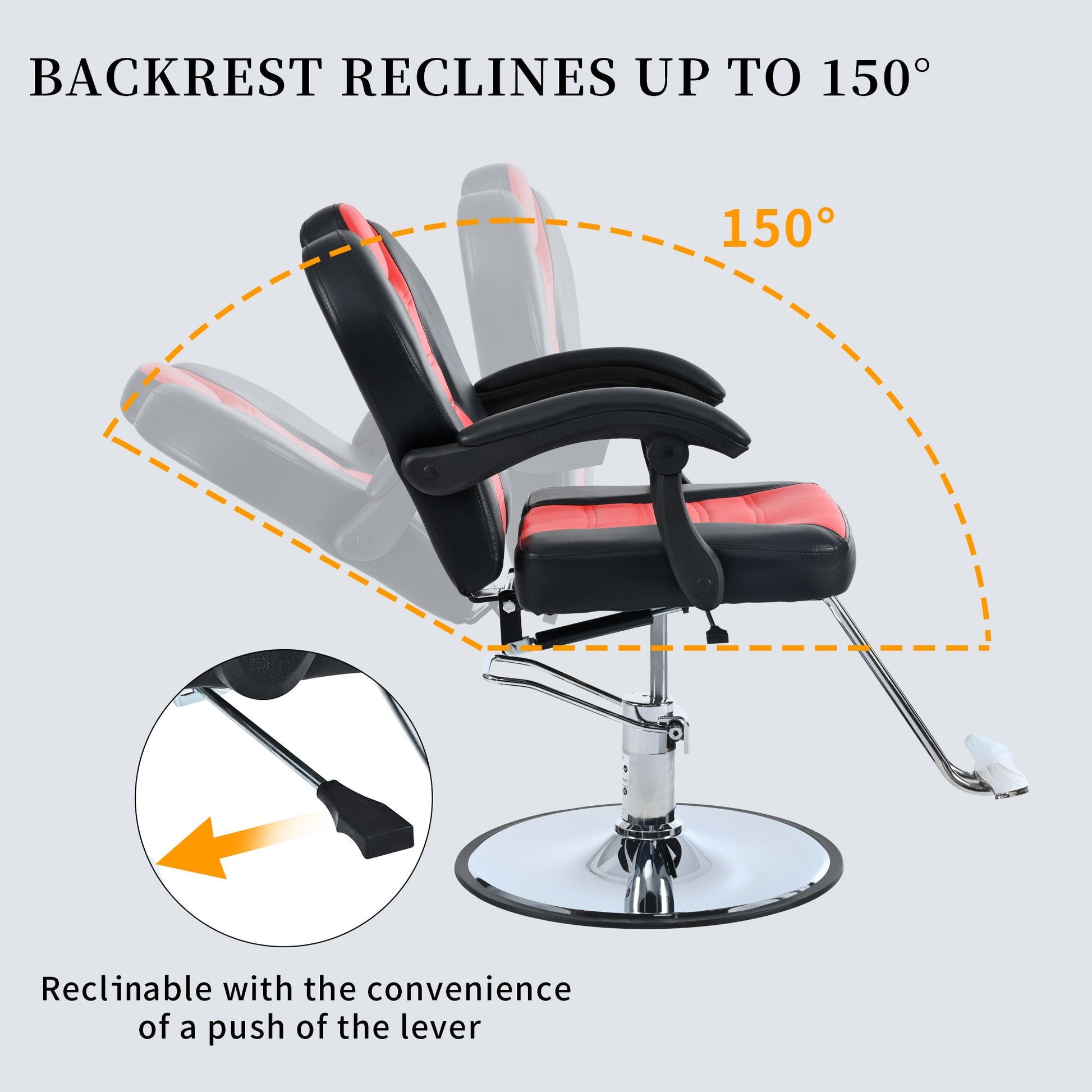 Classic Reclining Barber Chair Salon Chair For Hair Stylist With Heavy Duty Hydraulic Pump, 360° Rotation, Tattoo Chair Shampoo Beauty Salon Equipment, Max Load Weight 330 Lbs HouseOfZazla