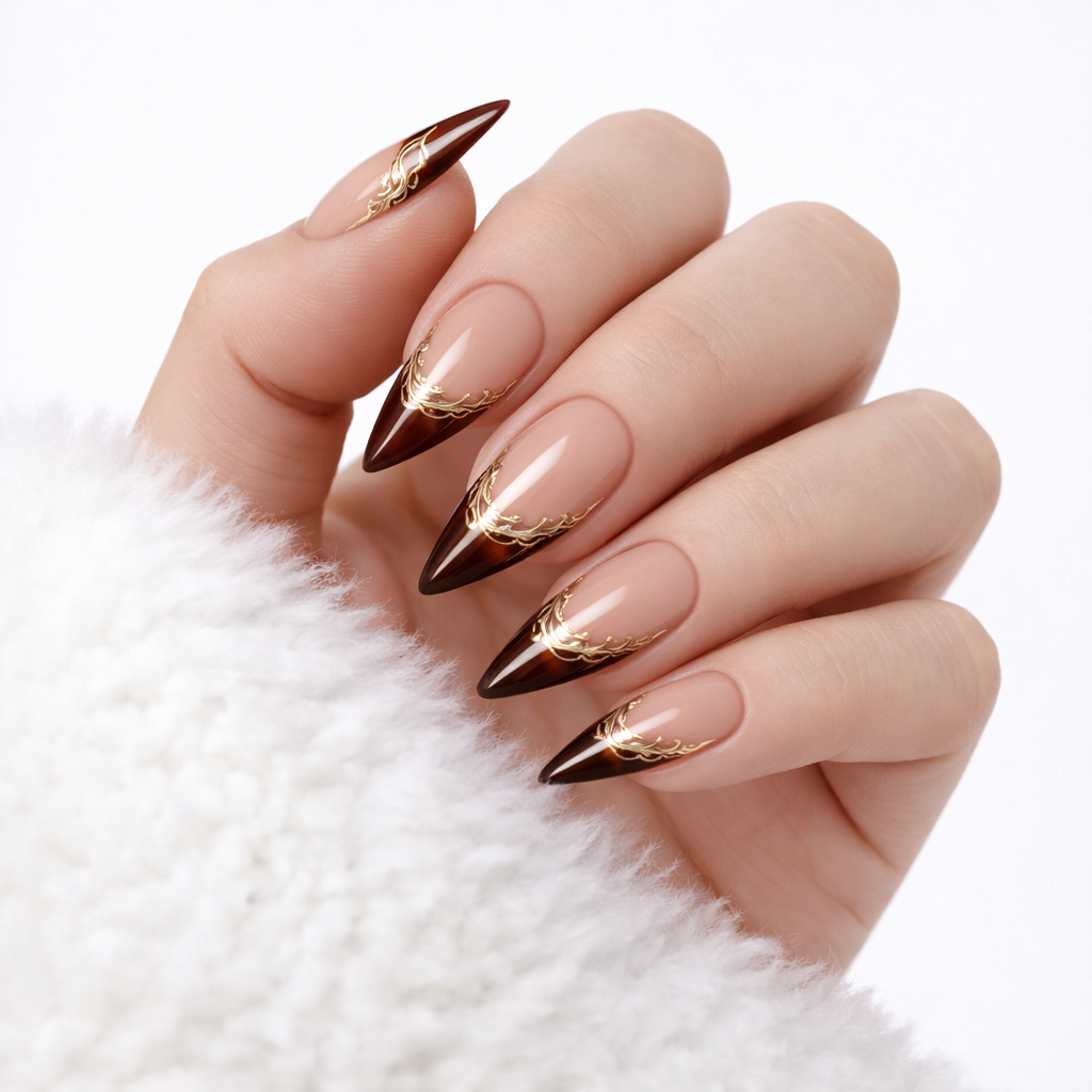 Salon-Style French Tip Press-On Nails - Coffin #036 VIAI BEAUTY