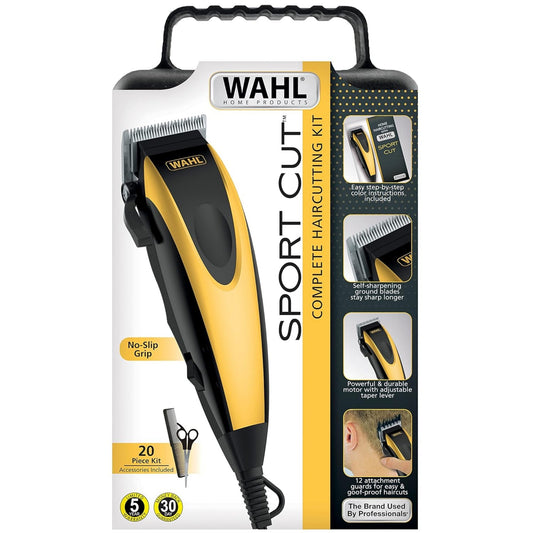 Wahl 20 Piece Combo Sport Cut Hair Clipper Kit - No Slip Grip Haircutting Set - 9243-6901-MI Balec Group