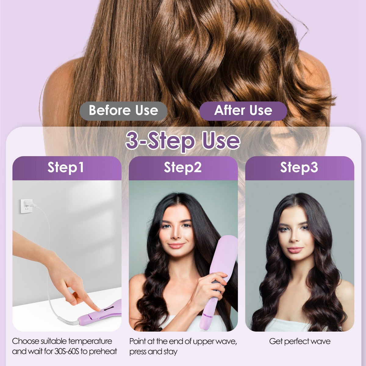 Deep Curling Wand with 5 Temps Gamba Beauty