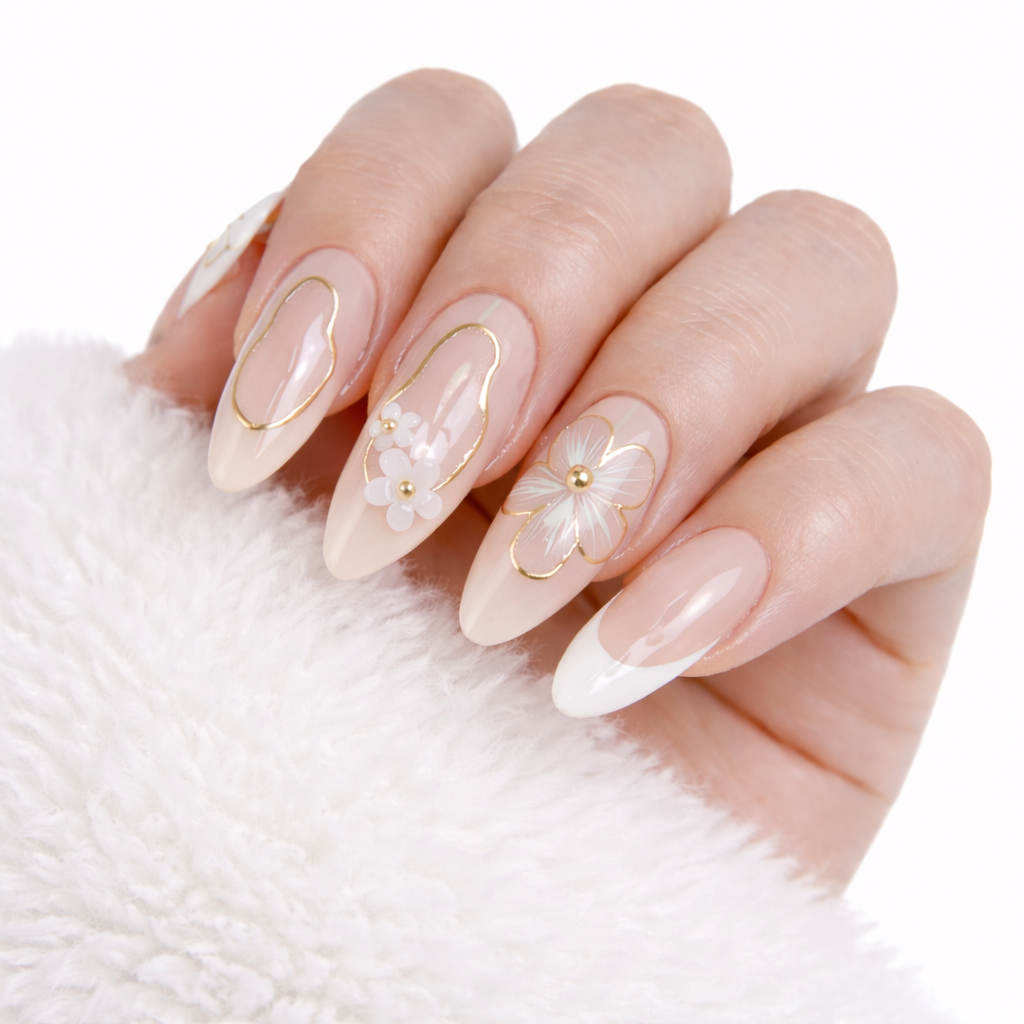 Salon-Style French Tip Press-On Nails - Coffin #035 VIAI BEAUTY