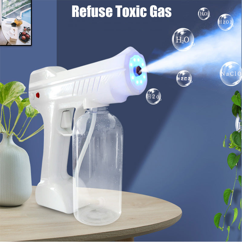 Blue Light Atomizing Spray Gun Handheld Wireless Atomizing Fogger Disinfection Sprayer Nano Sprayer Household Supplies FLIPSTYLEZLLC