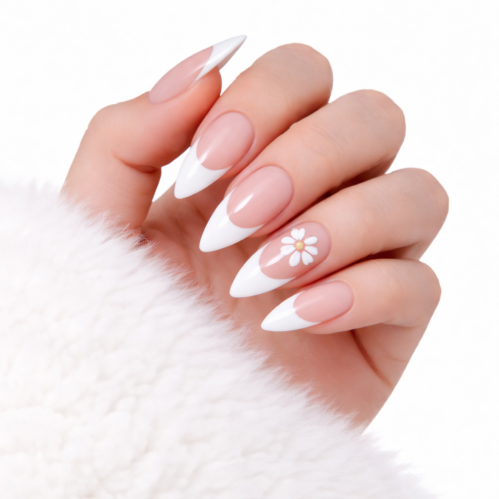 Salon-Style French Tip Press-On Nails - Coffin #039 VIAI BEAUTY