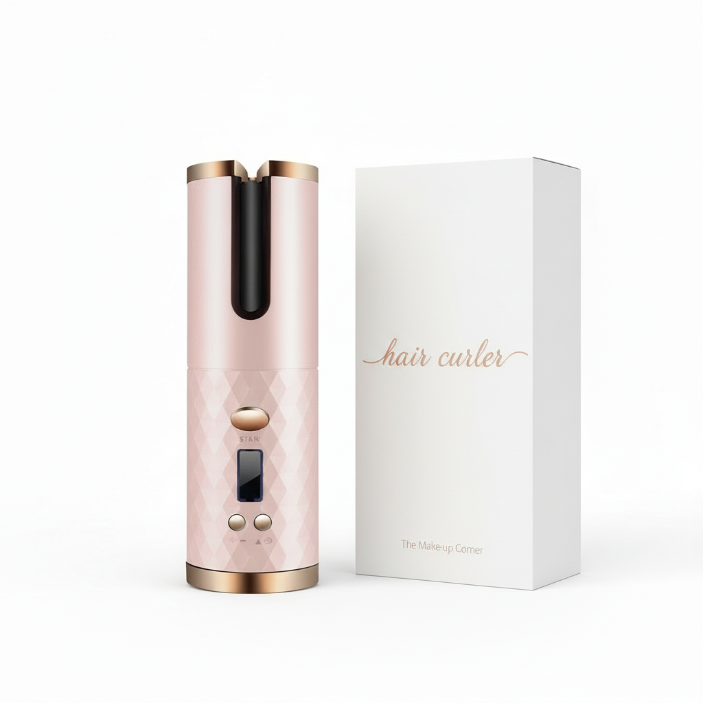 Rechargeable Automatic Hair Curler Women Portable Hair Curling Iron LCD Display Ceramic Curly Rotating Curling Wave Styer The Make-up Corner