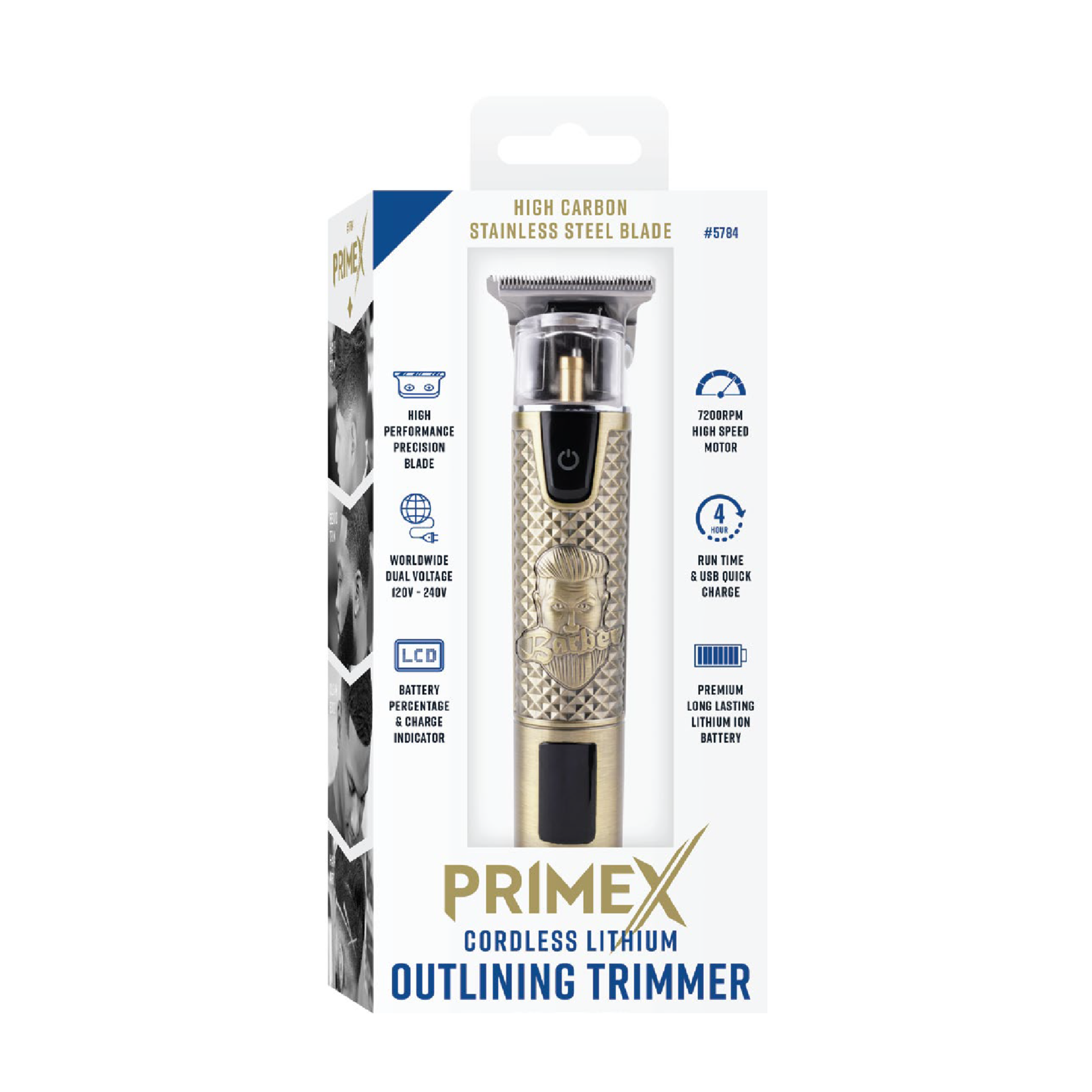 PrimeX Cordless Lithium Outlining Barber Trimmer Brass Annie International, Inc.