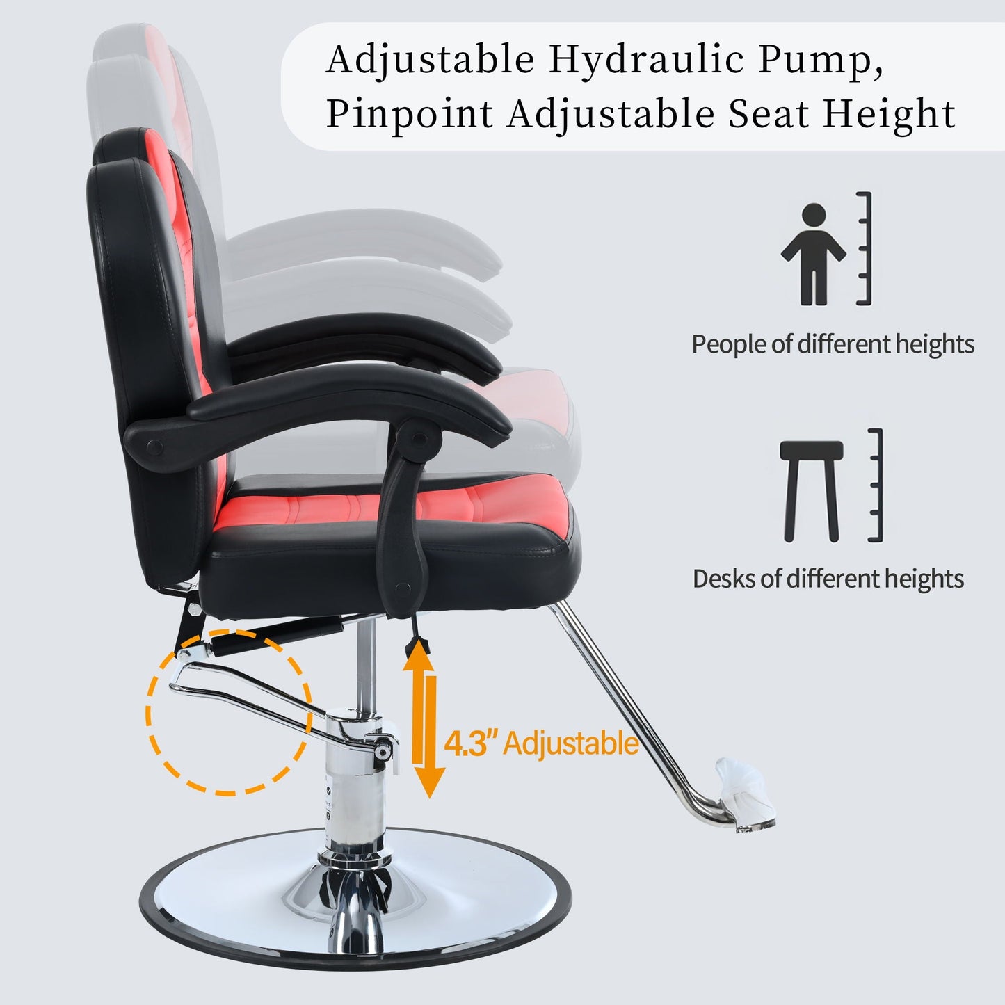 Classic Reclining Barber Chair Salon Chair For Hair Stylist With Heavy Duty Hydraulic Pump, 360° Rotation, Tattoo Chair Shampoo Beauty Salon Equipment, Max Load Weight 330 Lbs HouseOfZazla