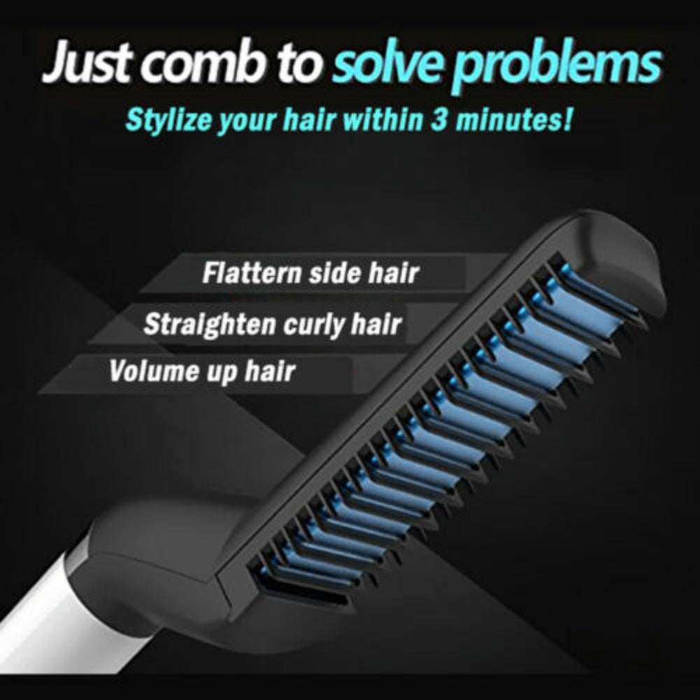Electric Hair Straightener Brush,Men Quick Beard Straightener Styler Comb,Hair Straightening,Curly Hair Straightening Comb,Side Hair Detangling,Multifunctional Hair Curling Curler My Store