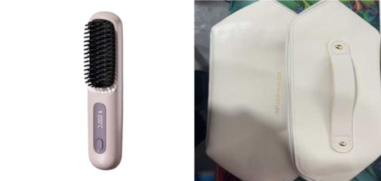 2 In 1 Straight Hair Comb Wireless Hair Straightener Brush Hair Fast Heating Portable Hot Curler USB Charging Elyvora LLC