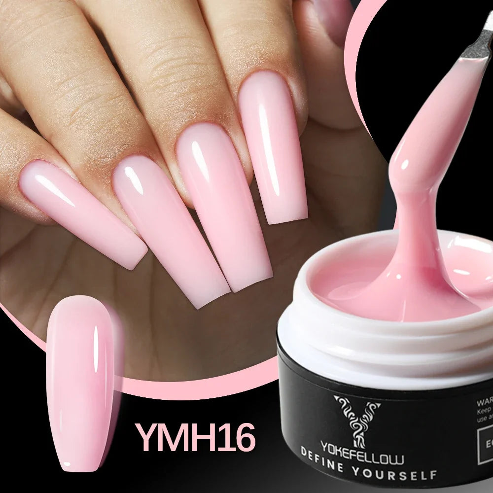 YOKEFELLOW 15g Jelly Extension Gel Nail Polish Nude Pink Clear Building Construct Extend Gel Soak Off UV LED Acrylic Gel Varnish Blushimmer