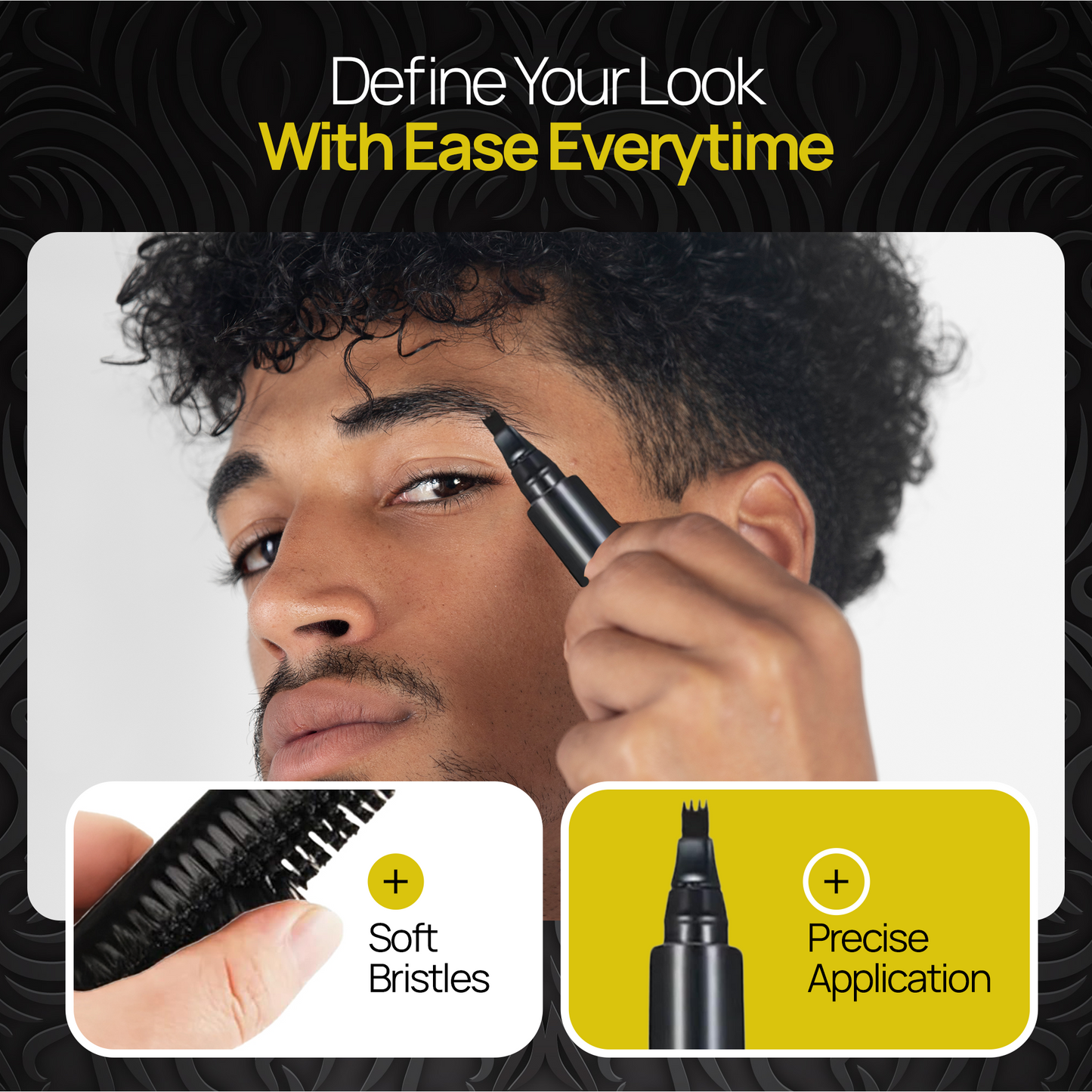 Beard Filler Pen and Beard Shaper for Men Beard Lineup Tool for Grooming Beard Guide Shape kit Black Waterproof Pen with Brush Barber Styling Pencil Beard Grooming Kit Barber Accessories Selzalot