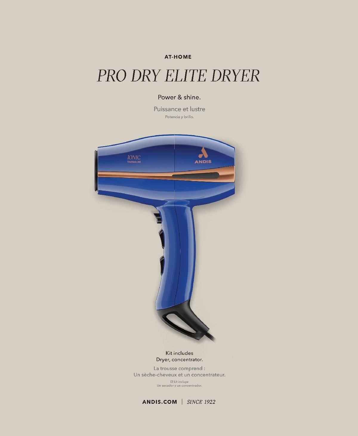 Andis At-Home Pro Dry Elite Dryer (Blue) My Beauty Site Pro