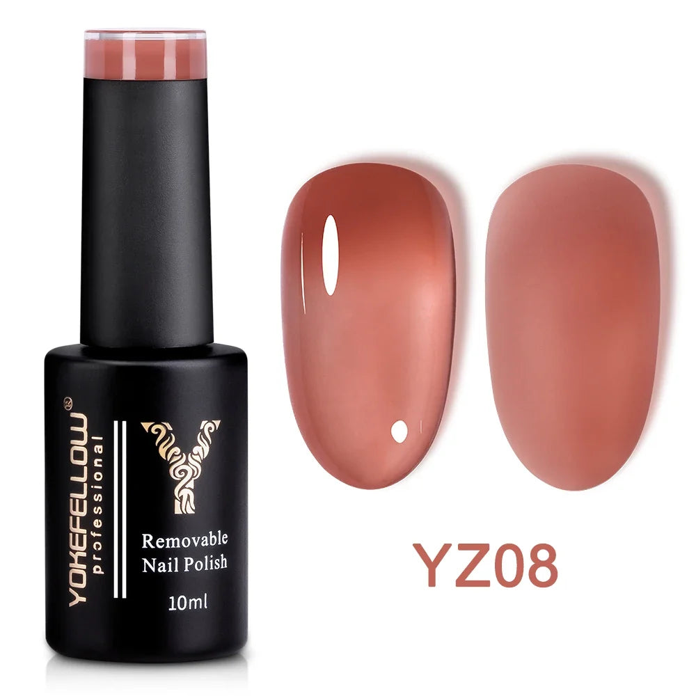 YOKEFELLOW 10ml Jelly Nude Gel Nail Polish High Quality Translucent Pink Nail Gel Varnish Soak Off UV Gel Polish Long Lasting Blushimmer