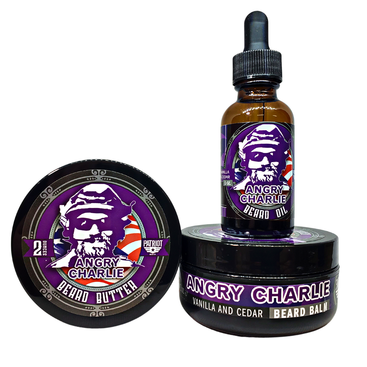 Angry Charlie Beard Bundle Balm/Butter/Oil/Natural Soap Patriot And Company