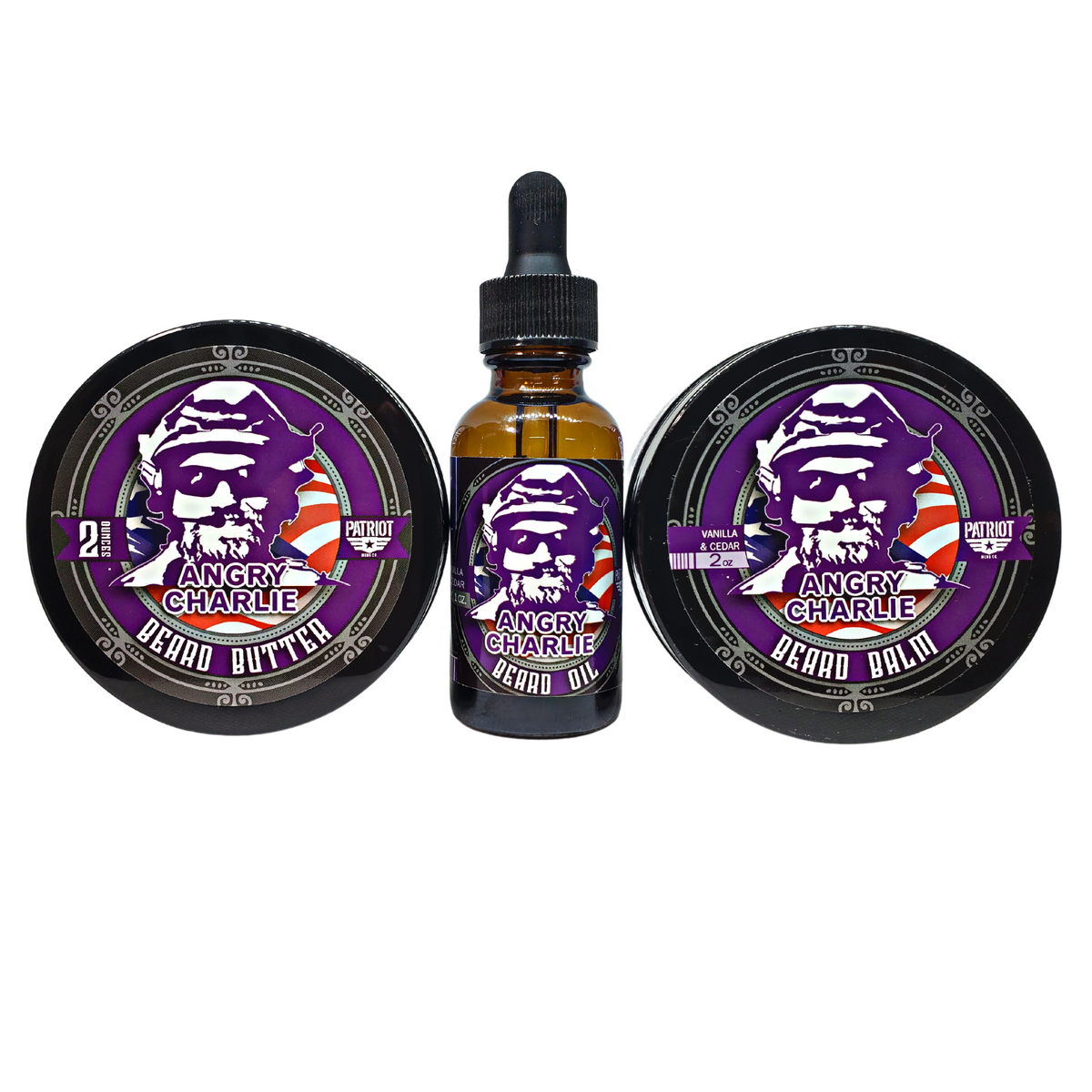 Angry Charlie Beard Bundle Balm/Butter/Oil/Natural Soap Patriot And Company