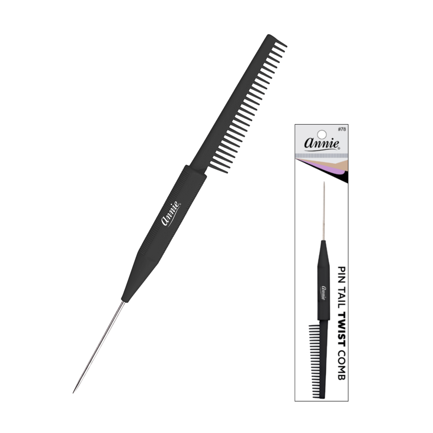 Annie Pin Tail Twist Comb, 1 Count, Black Annie International, Inc.