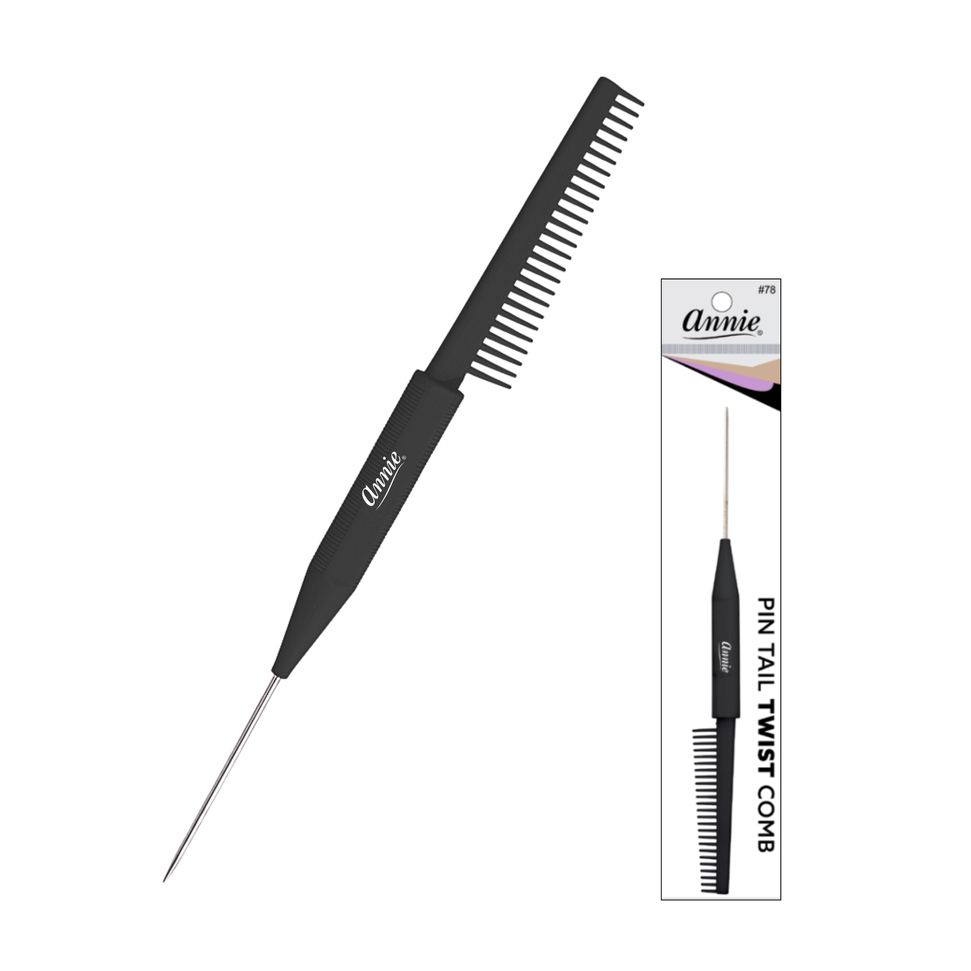 Annie Pin Tail Twist Comb, 1 Count, Black Annie International, Inc.