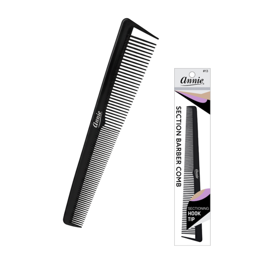 Annie Section Barber Comb with Hook Tip, 1 Count, Black Annie International, Inc.