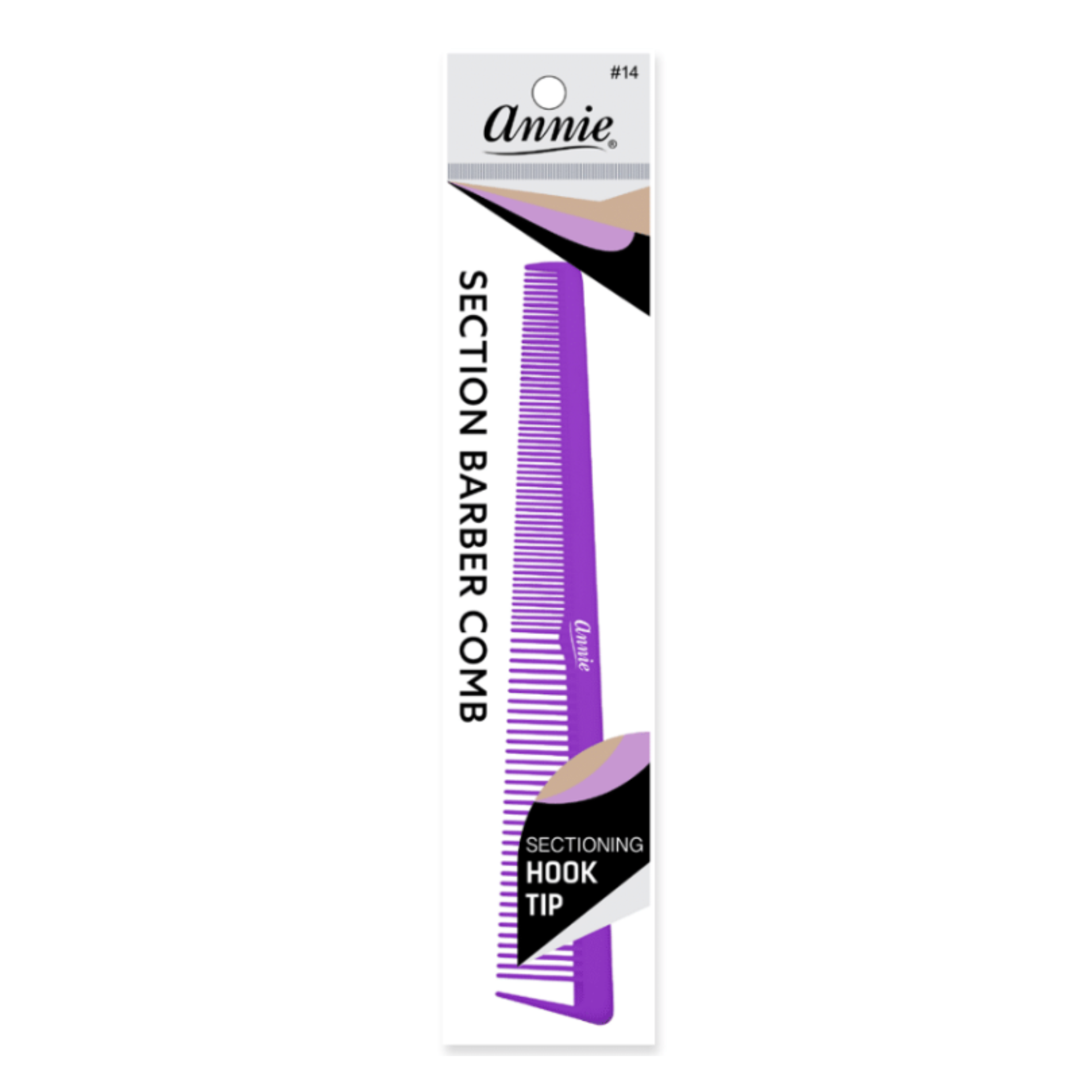 Annie Section Barber Comb with Hook Tip, 1 Count, Assorted Annie International, Inc.