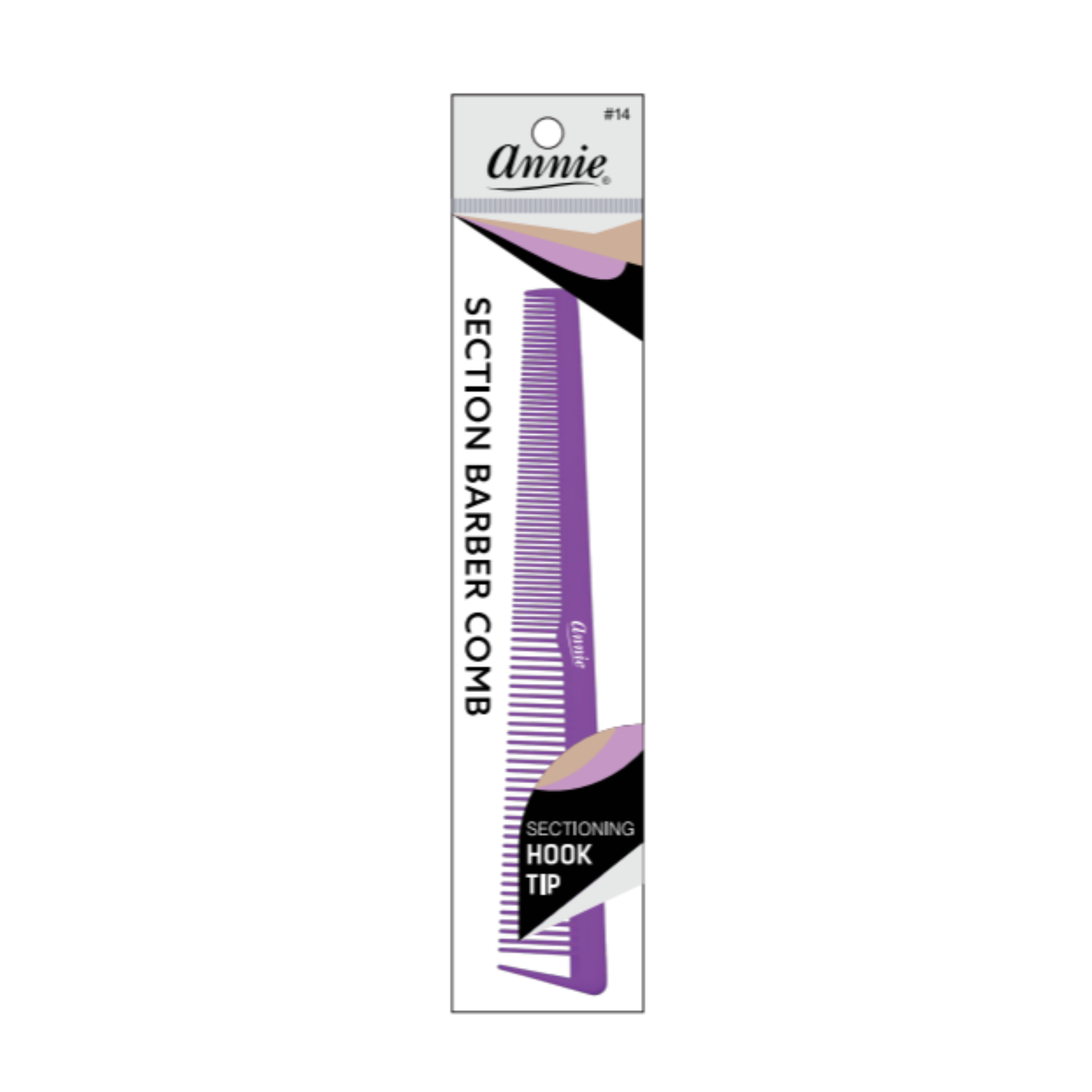 Annie Section Barber Comb with Hook Tip, 1 Count, Assorted Annie International, Inc.