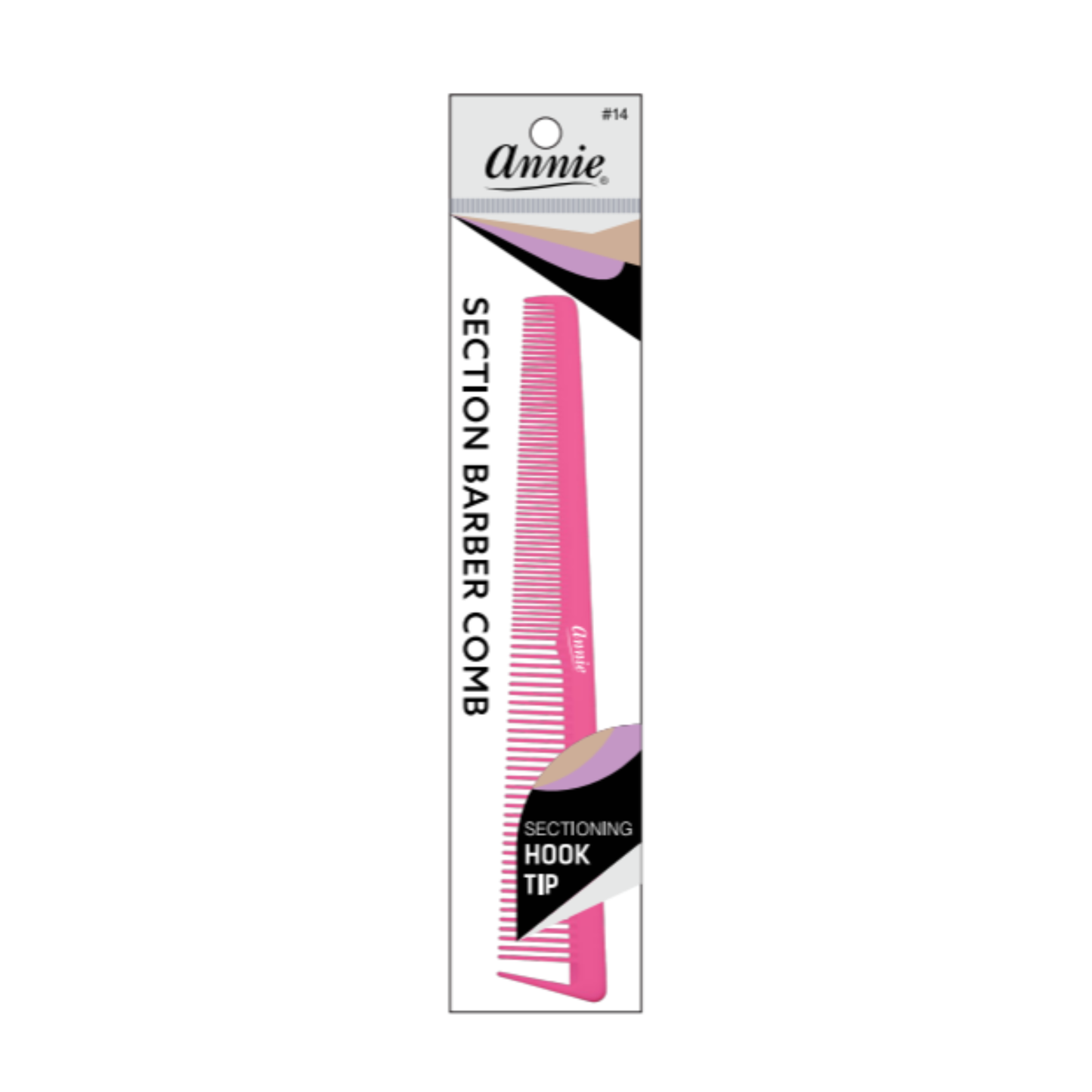 Annie Section Barber Comb with Hook Tip, 1 Count, Assorted Annie International, Inc.