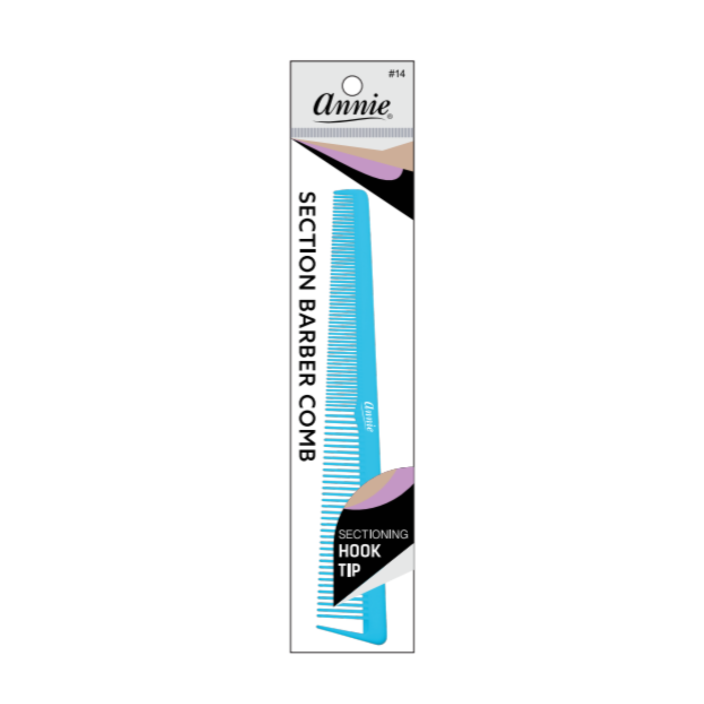 Annie Section Barber Comb with Hook Tip, 1 Count, Assorted Annie International, Inc.