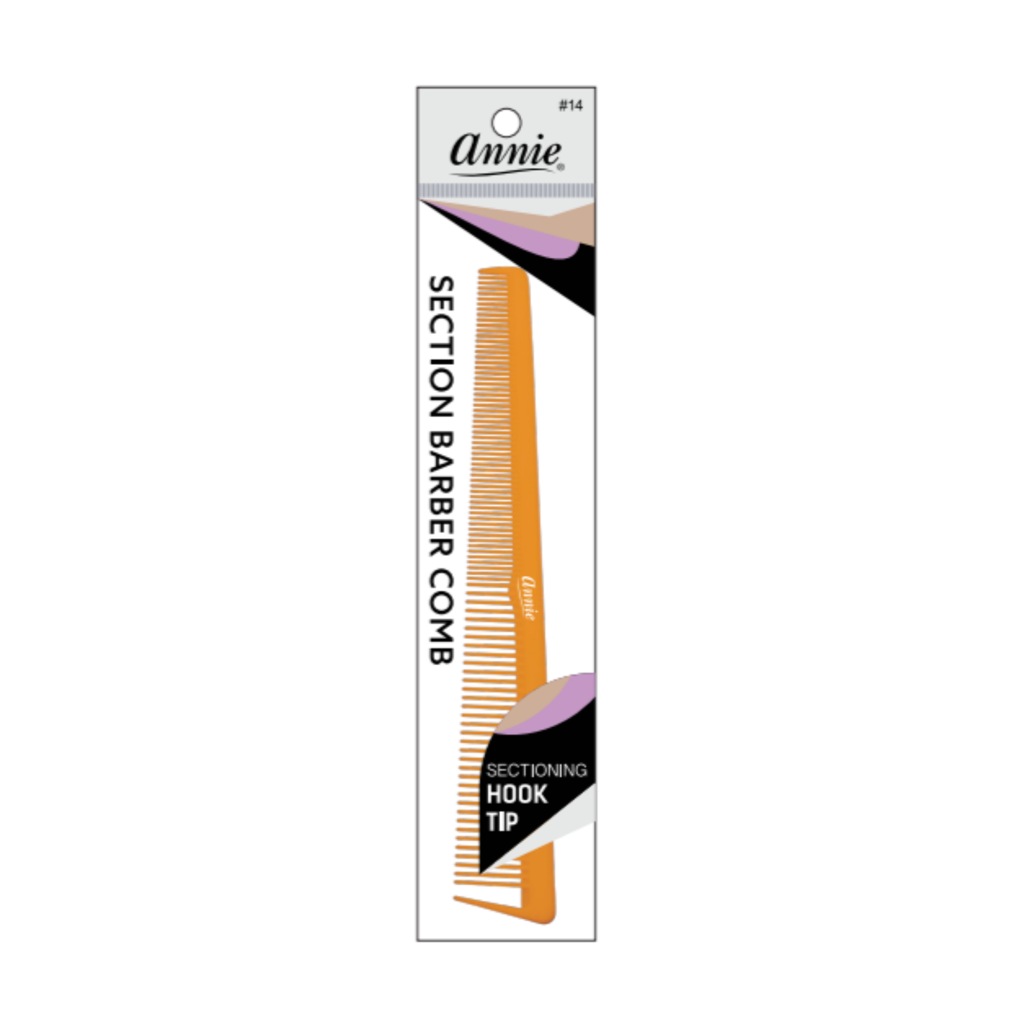 Annie Section Barber Comb with Hook Tip, 1 Count, Assorted Annie International, Inc.
