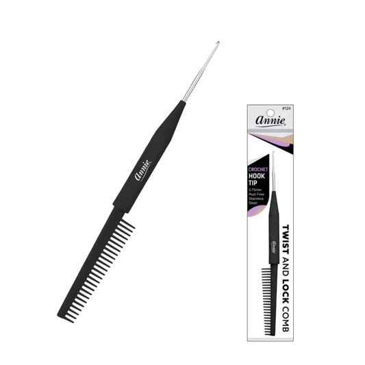 Annie Twist & Lock Comb with Crochet Hook, 1 Count, Black Annie International, Inc.