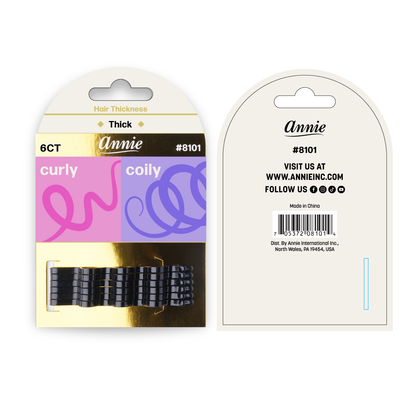 Annie Big Curve Bobby Pins 6.5cm, 6 Count, Black Annie International, Inc.