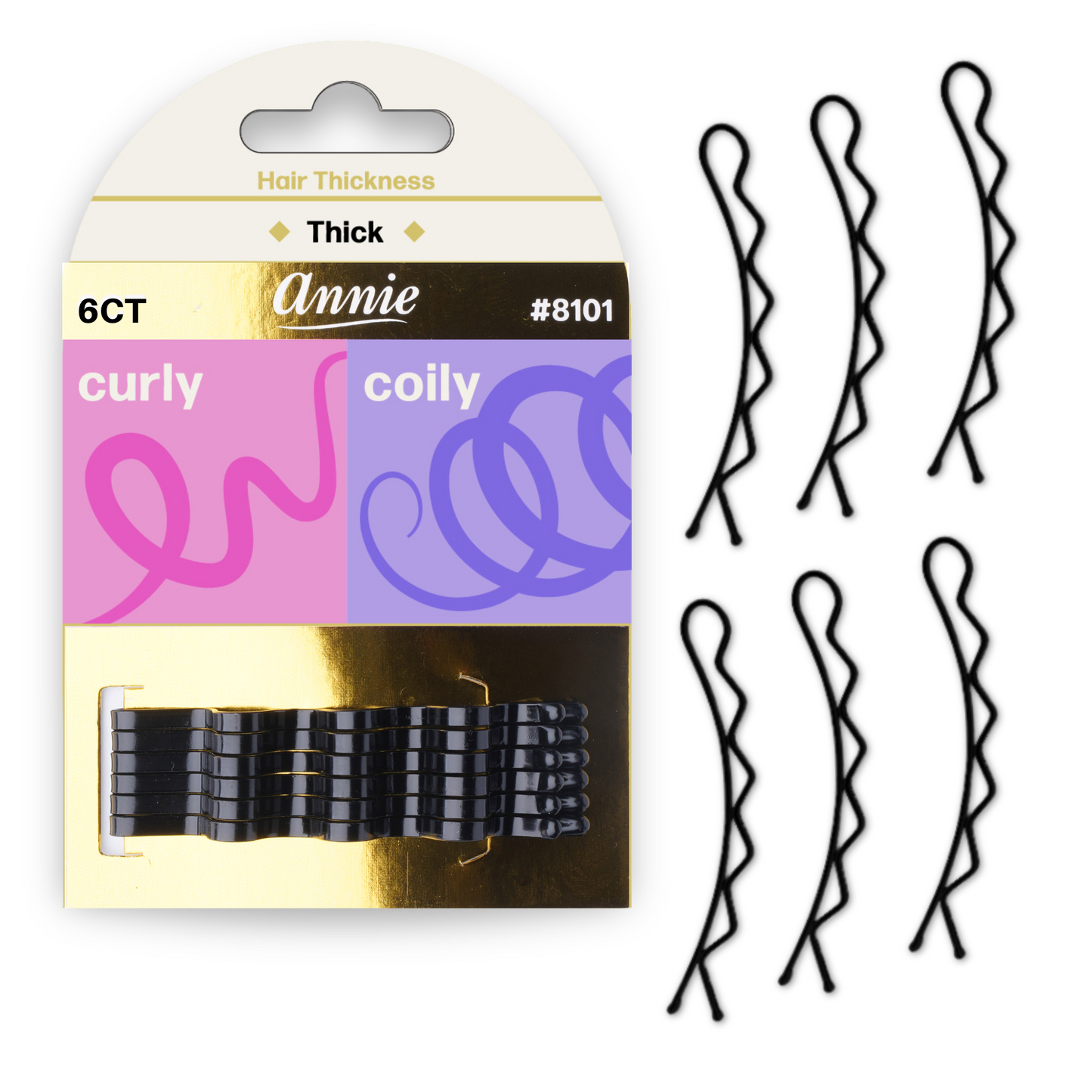 Annie Big Curve Bobby Pins 6.5cm, 6 Count, Black Annie International, Inc.