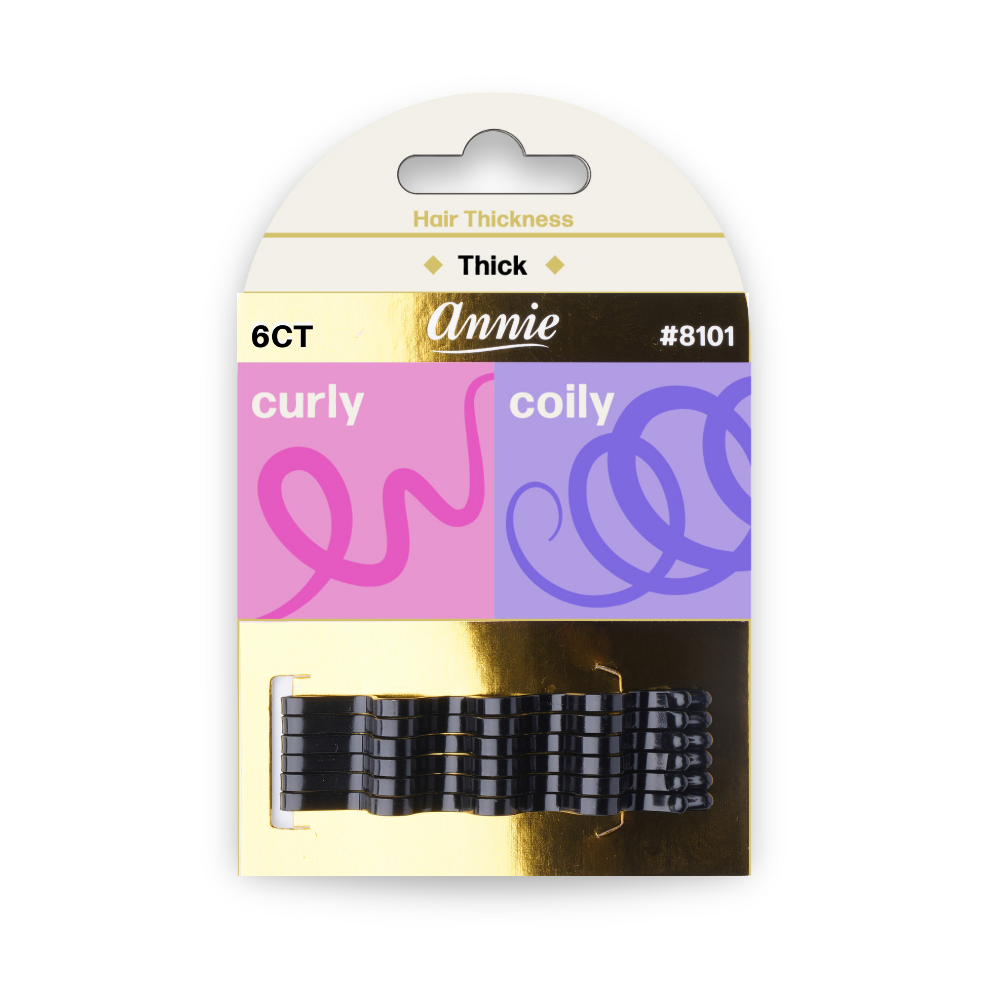 Annie Big Curve Bobby Pins 6.5cm, 6 Count, Black Annie International, Inc.