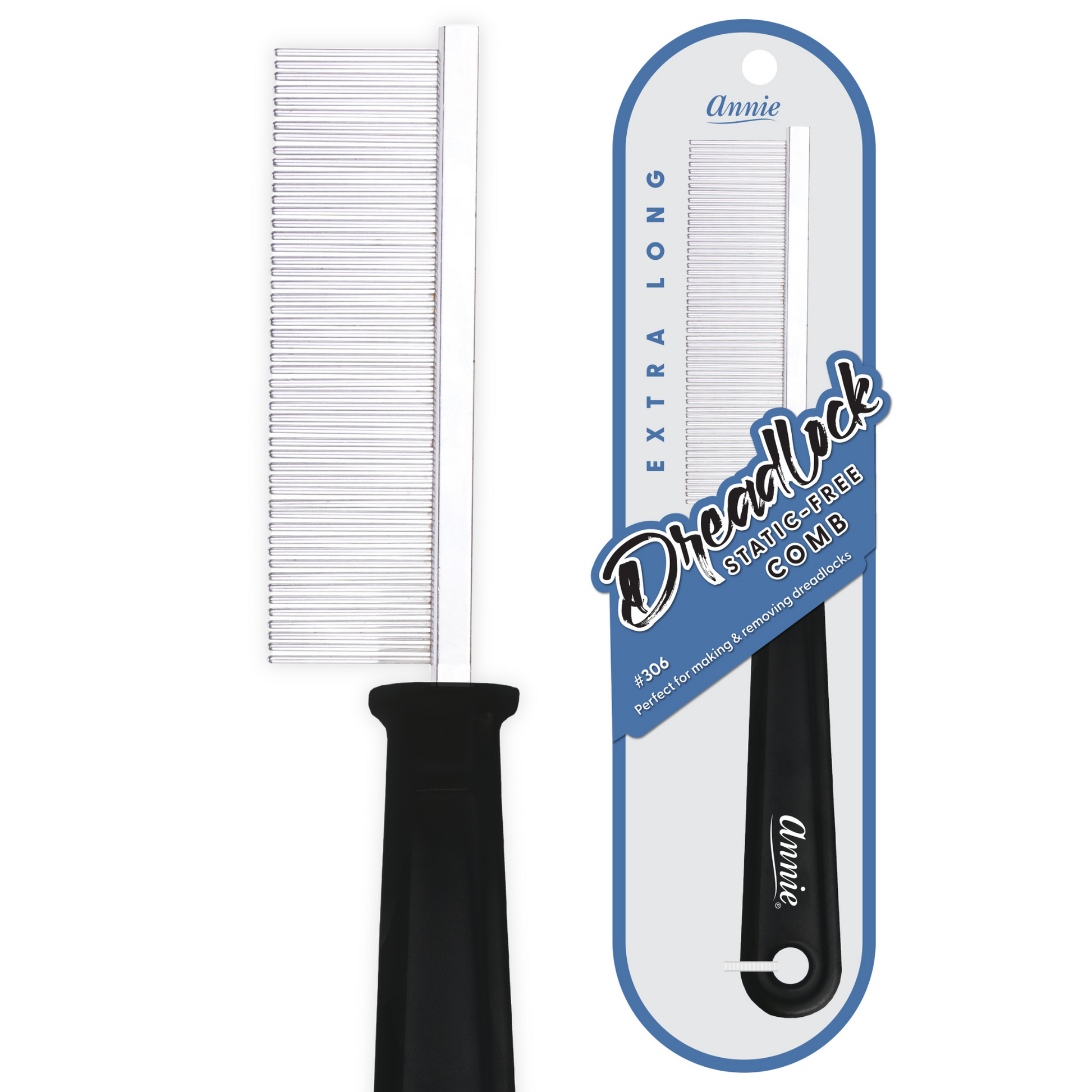 Annie Dreadlock Comb Extra Long, 1 Count, Black Annie International, Inc.