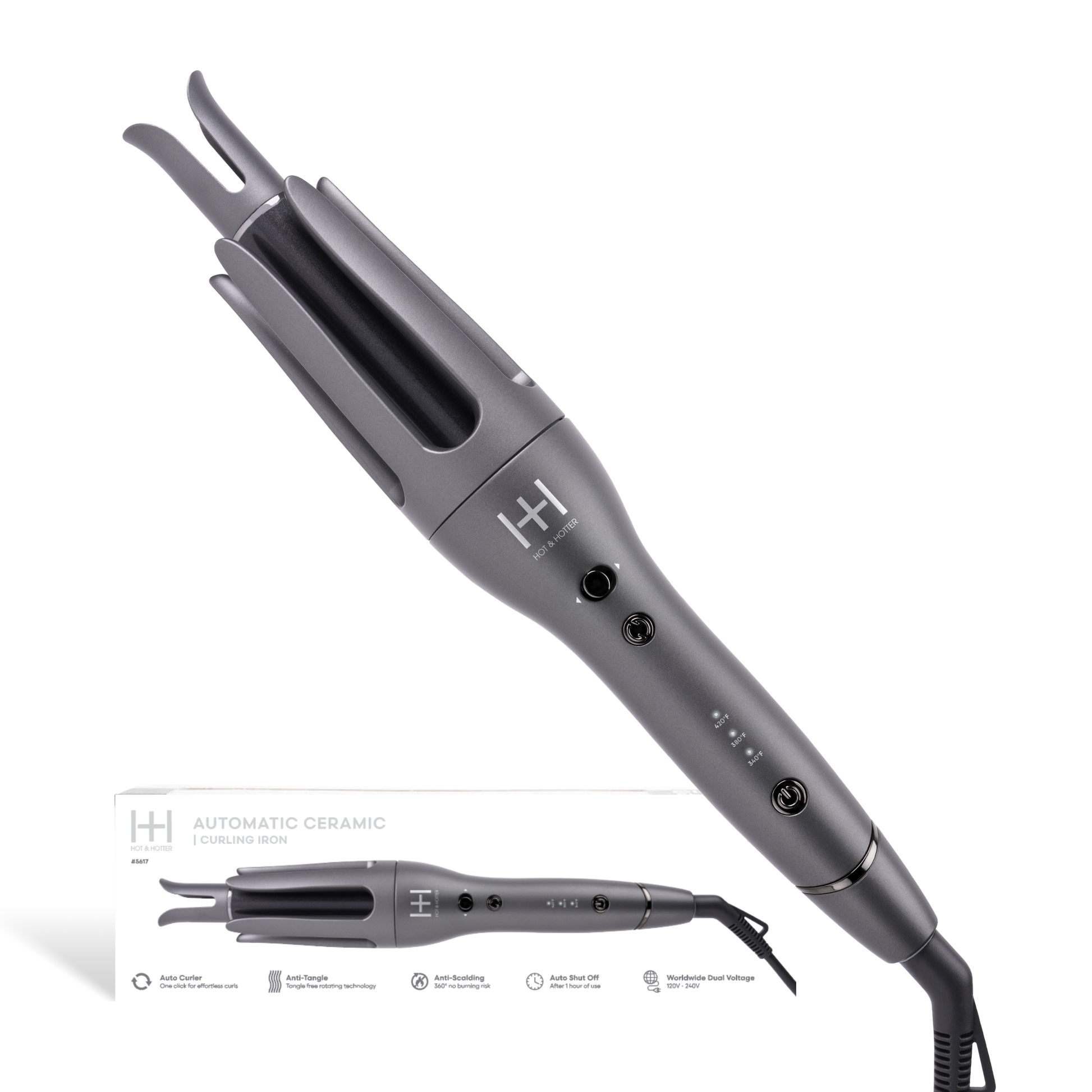 Hot & Hotter Ceramic Auto Curler 1 Inch, 1 Count, Grey Annie International, Inc.