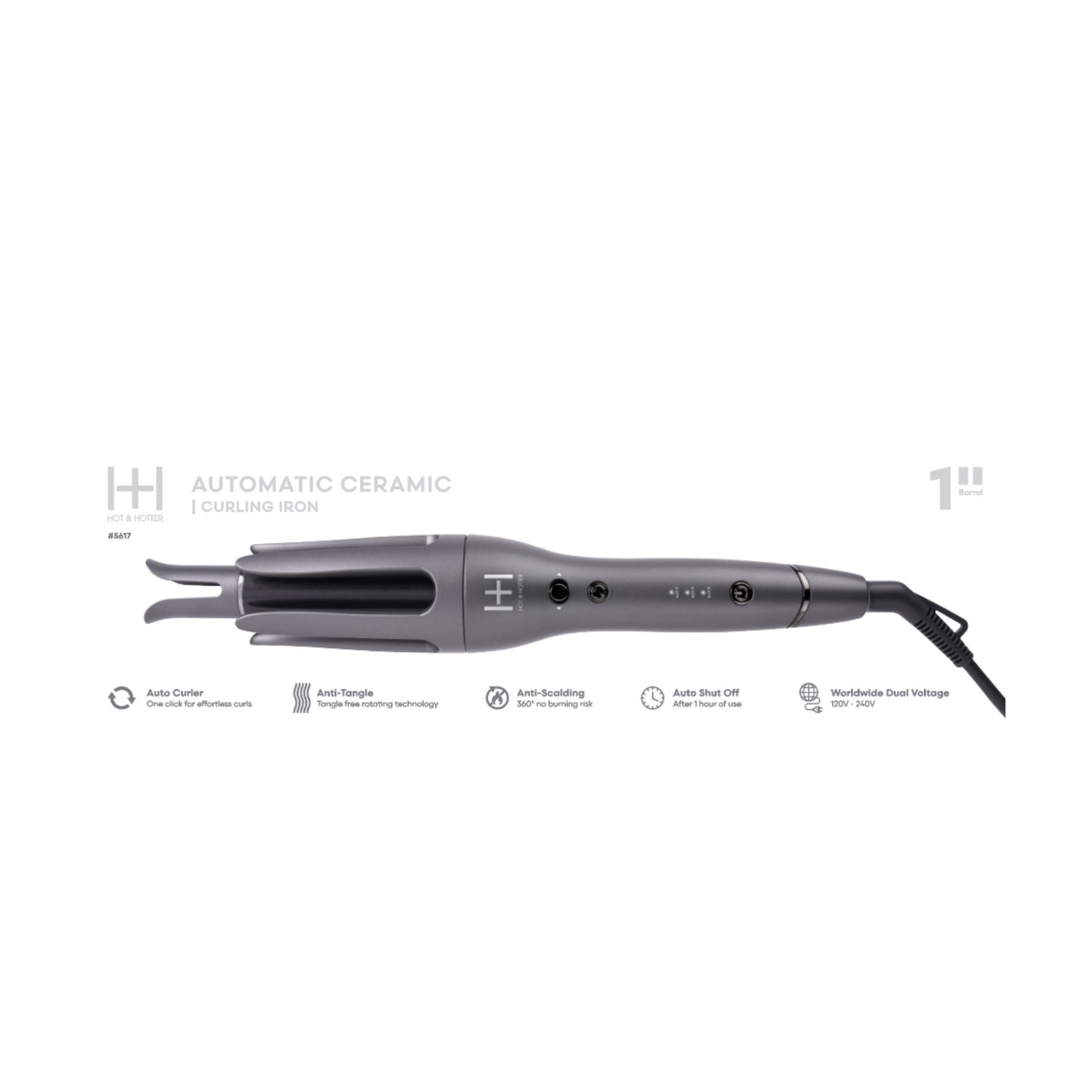 Hot & Hotter Ceramic Auto Curler 1 Inch, 1 Count, Grey Annie International, Inc.