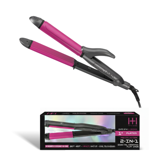 Hot & Hotter 2 in 1 Ceramic Flat Iron Hair Styler 1 1/4 Inch, 1 Count, Black & Pink Annie International, Inc.