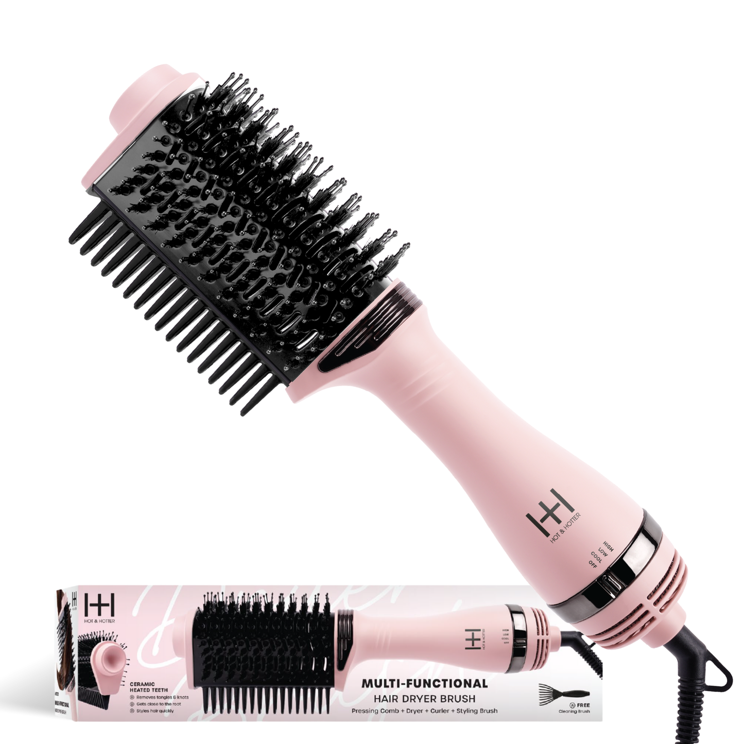 Hot & Hotter Multi-Functional Hair Dryer Brush with Comb, Pink Annie International, Inc.