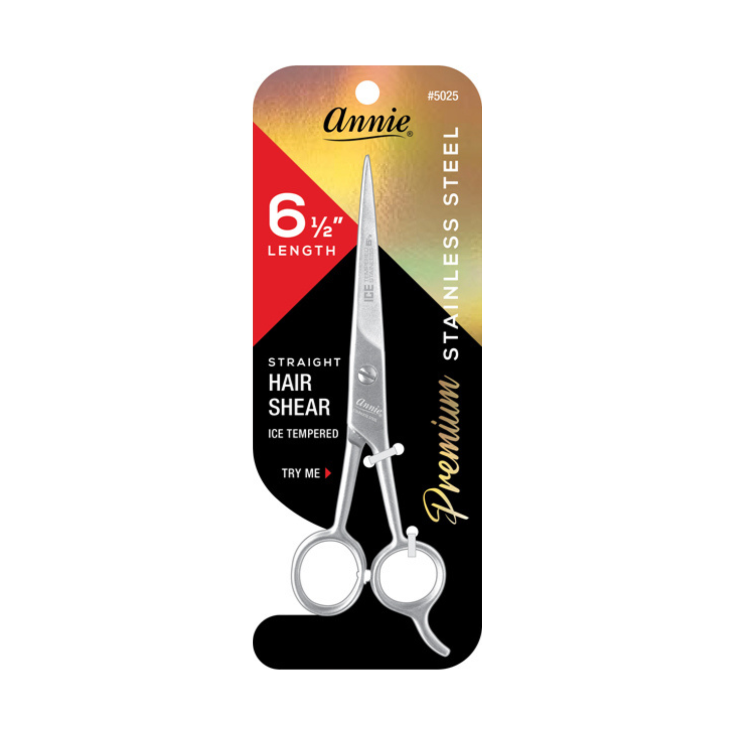 Annie Ice Tempered Stainless Steel Hair Shears 6.5 Inch, 1 Count, Silver Annie International, Inc.