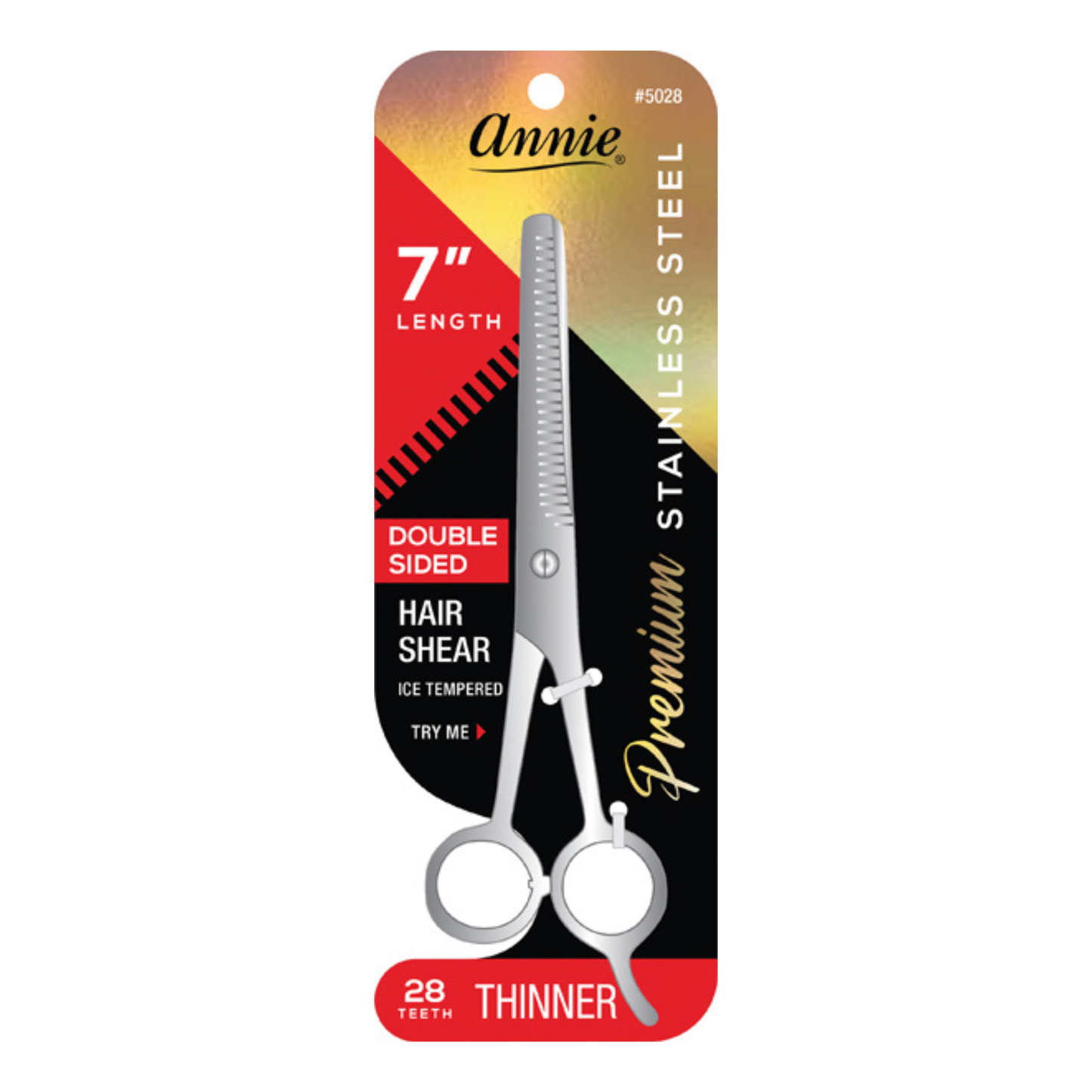 Annie Ice Tempered Stainless Steel Hair Thinning Shears 7 Inch, 1 Count, Silver Annie International, Inc.