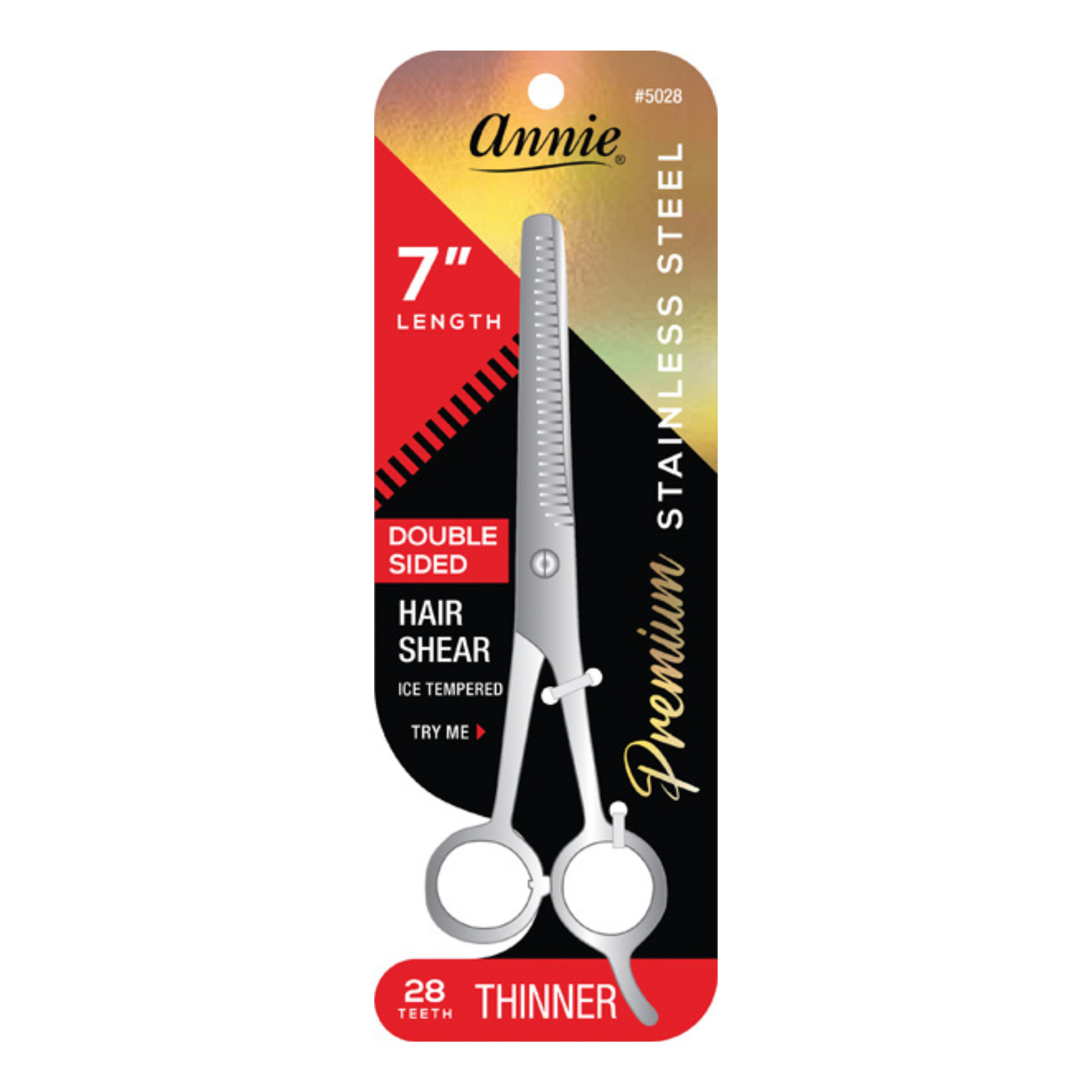 Annie Ice Tempered Stainless Steel Hair Thinning Shears 7 Inch, 1 Count, Silver Annie International, Inc.