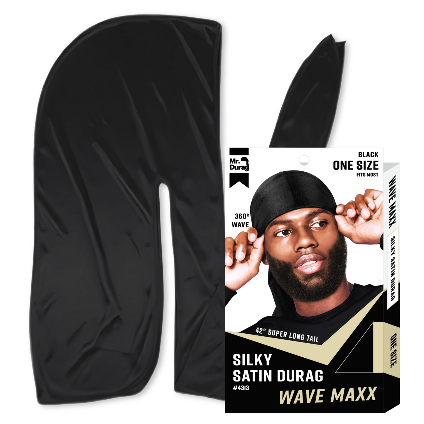 Mr. Durag Wave Maxx Silky Satin Durag, 1 Count, Black Annie International, Inc.