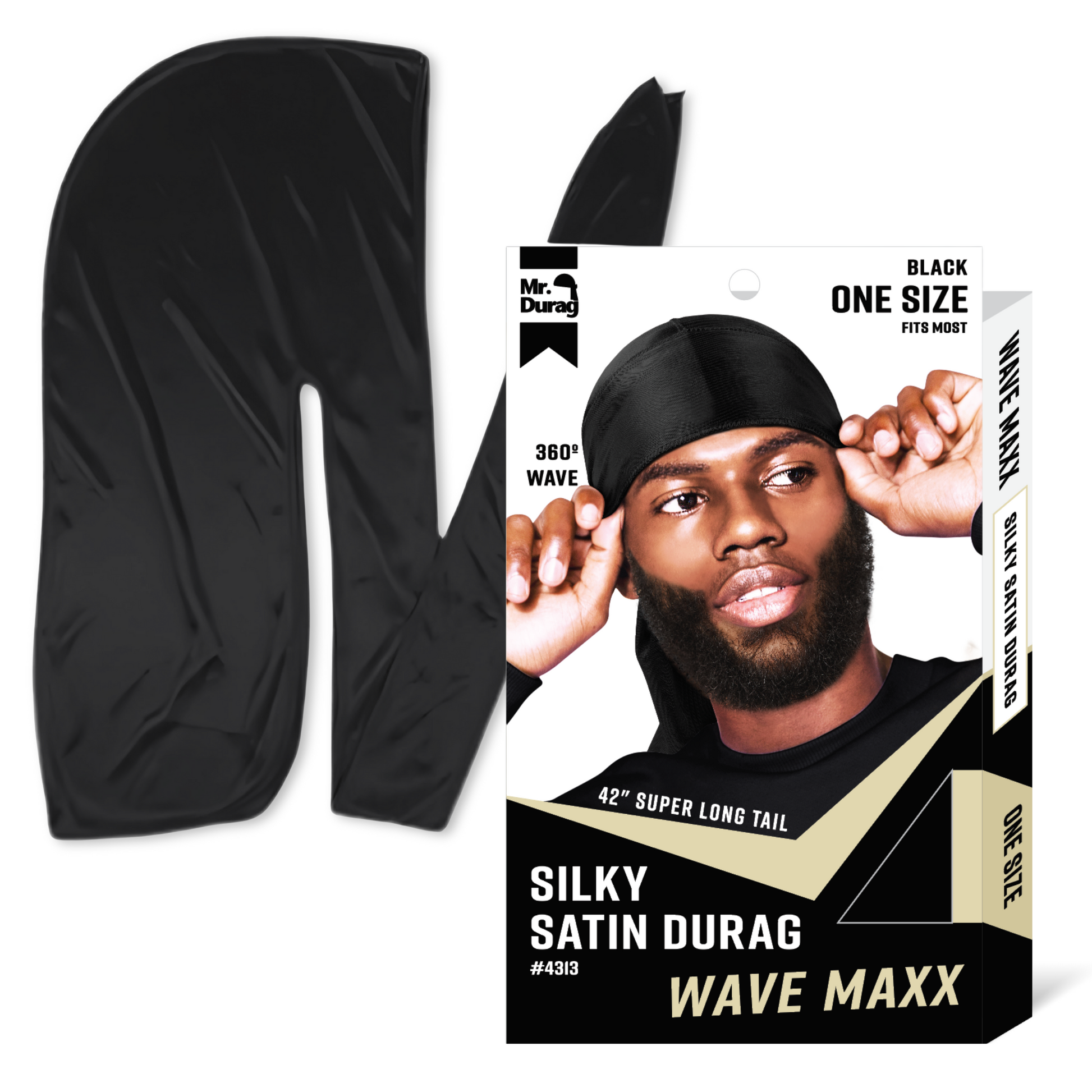 Mr. Durag Wave Maxx Silky Satin Durag, 1 Count, Black Annie International, Inc.