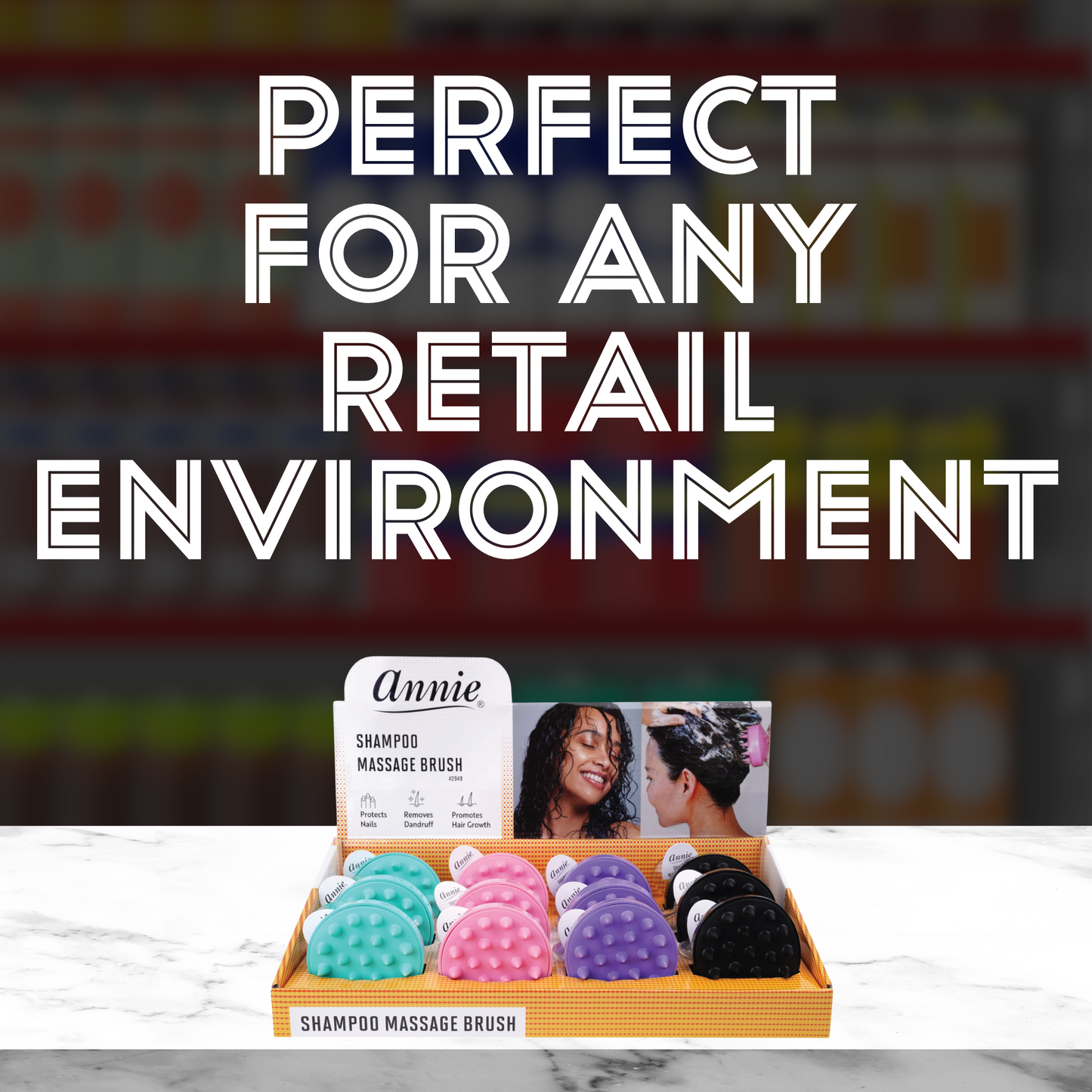 Annie Shampoo and Massage Brush Display Asst Color Annie International, Inc.
