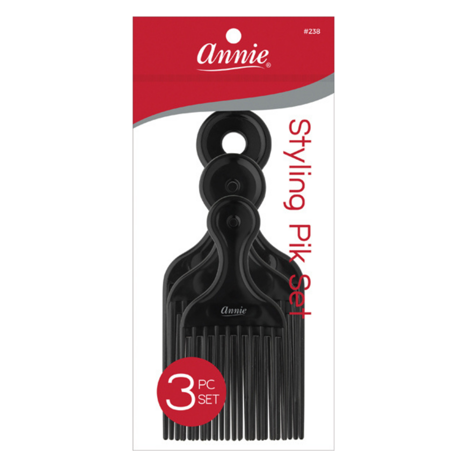 Annie Styling Pik Set, 3 Count Plastic Afro Piks, Black Annie International, Inc.