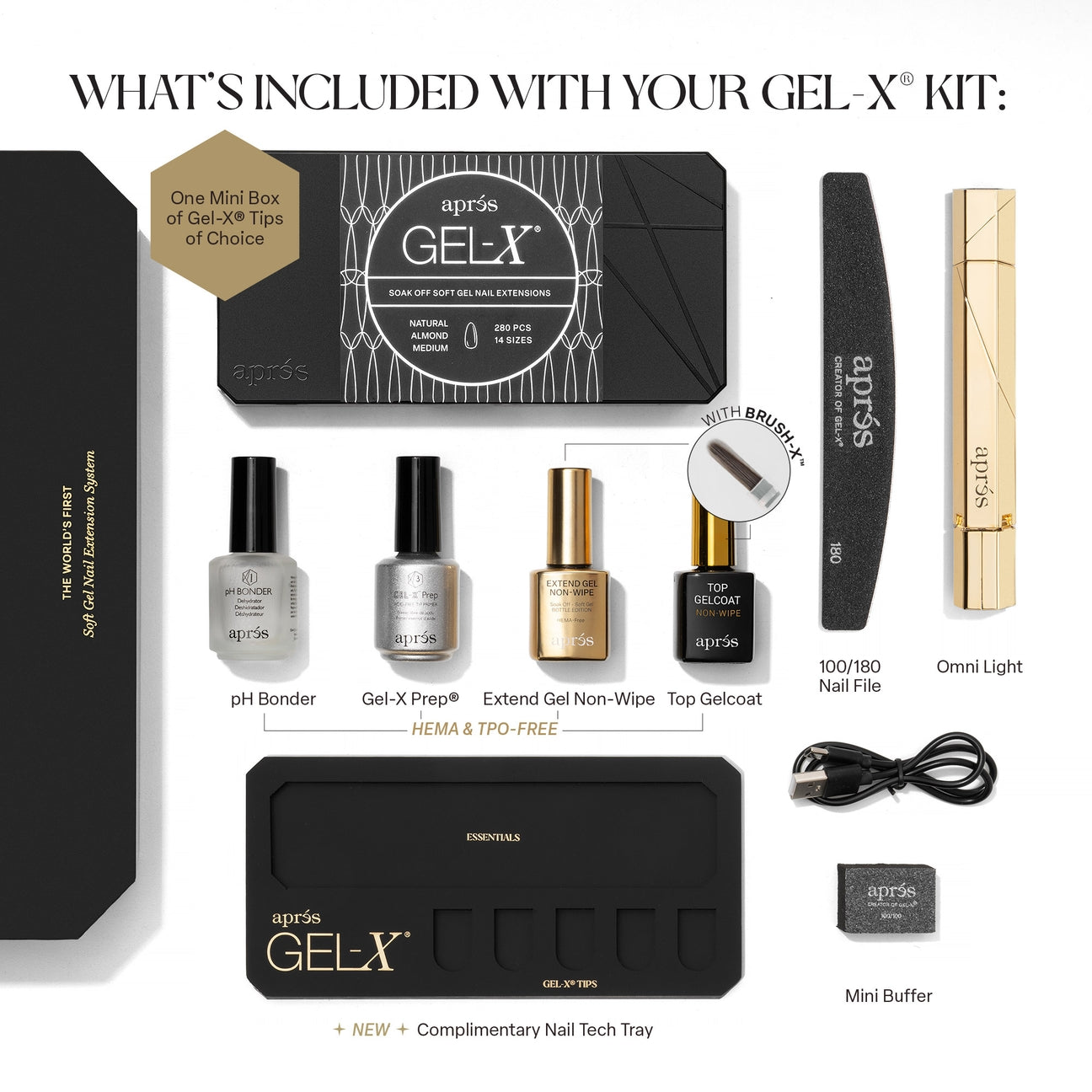 Aprés Gel-X® Signature Kit - Includes Box Natural Almond Medium (280pc) Lunali Nail Supply