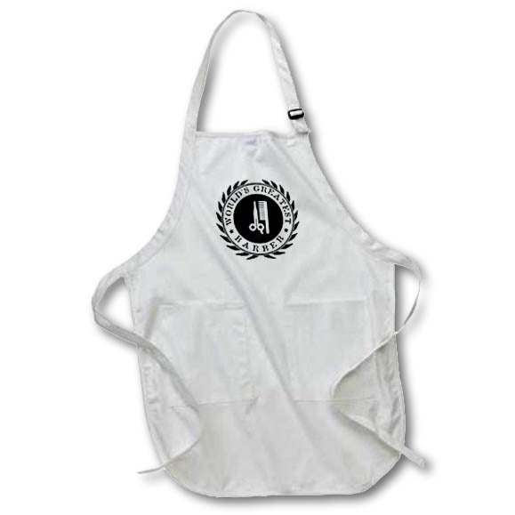 3dRose InspirationzStore Typography - Worlds Greatest Barber - Hairdresser Job Pride - Black Badge Graphic - Aprons (apr_164999) 3dRose