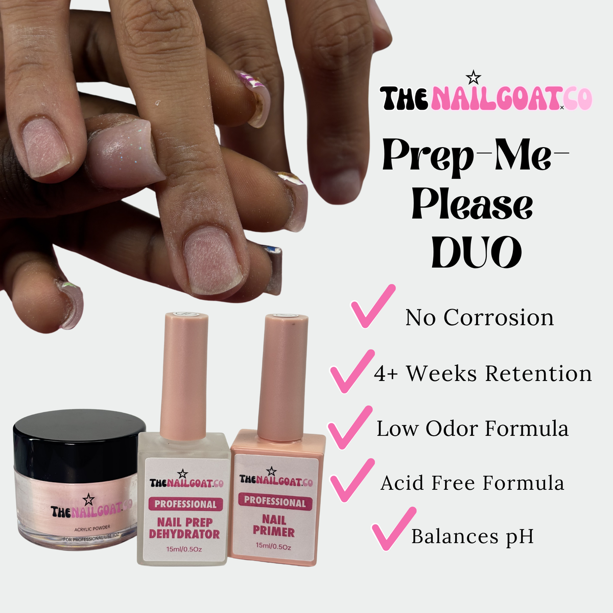 Acid-Free Nail Prep Duo – Primer & Dehydrator for Nail Enhancements TheNailGoat.Co