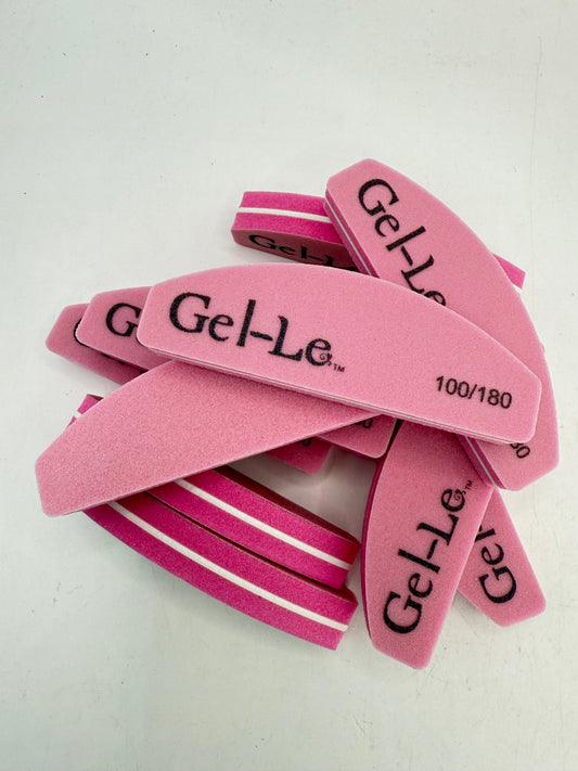 Gel-Le - Mini Half Moon Sponge Buffer  File - Pink (100/180) 20pc
