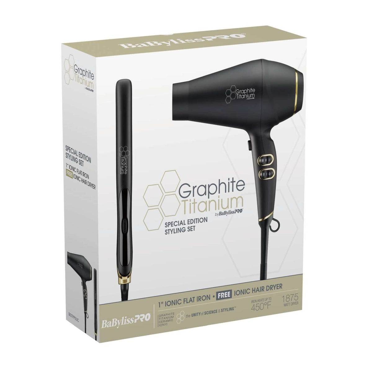 Babylisspro Graphite Titanium Dryer  1 Graphite Titanium Flat Iron Prepack My Beauty Site Pro